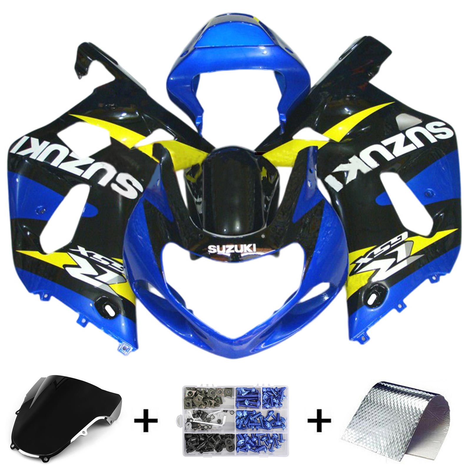 Amotopart Suzuki 01-03 GSXR600 & Kit carénage bleu jaune GSXR750 00-03