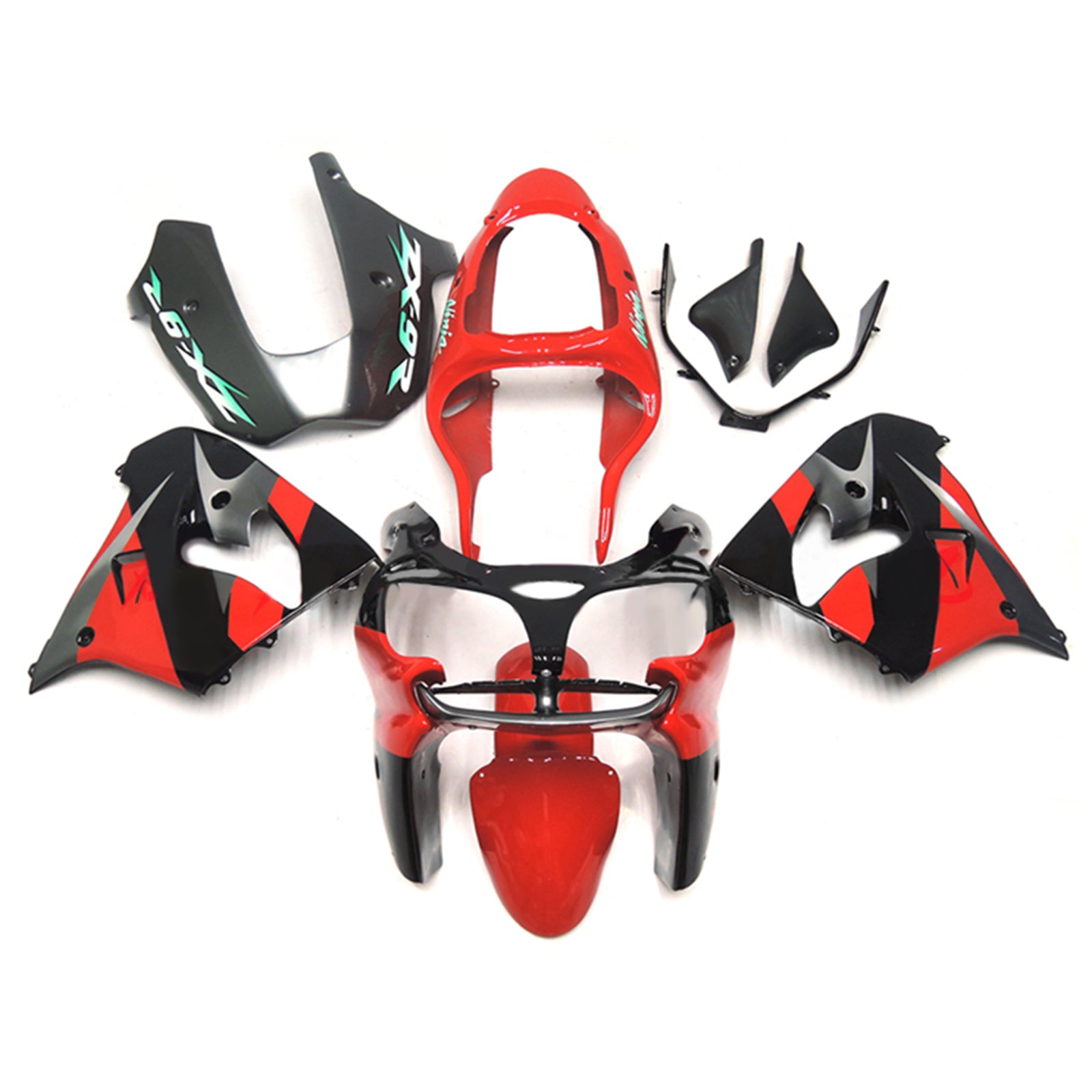 Amotopart 2002-2003 Kawasaki ZX9R Black & Red Fairing Kit