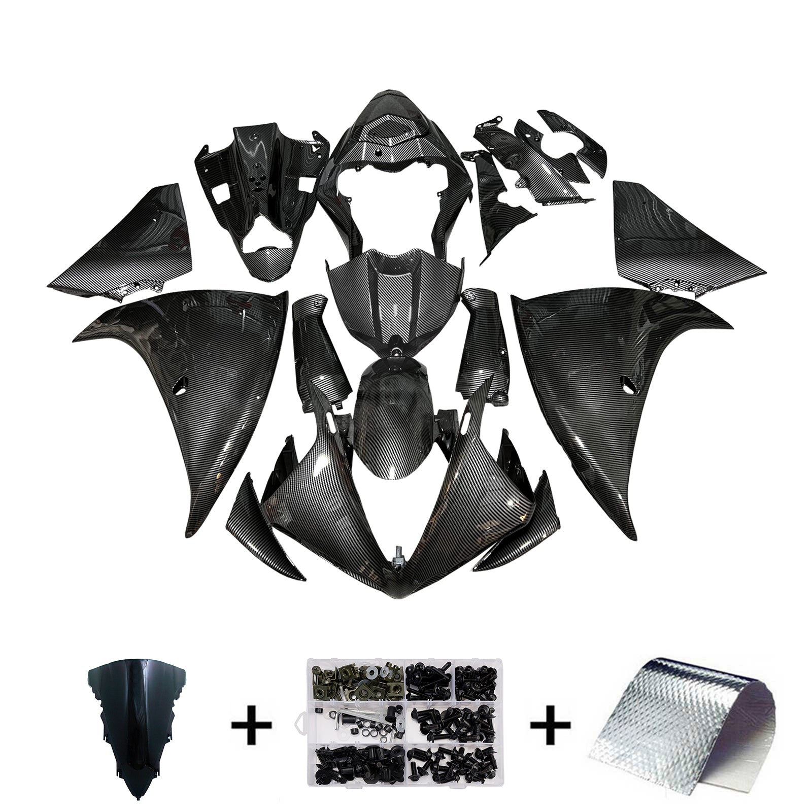 Amotopart 2009-2011 Yamaha YZF-R1 Carbon Fiber Pattern Fairing Kit