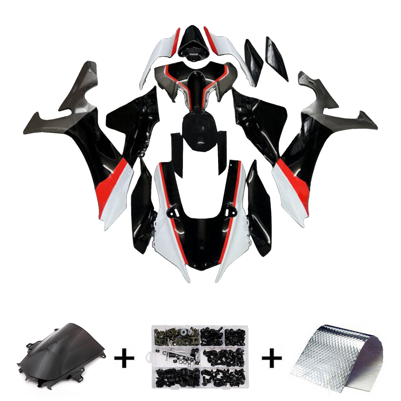 Amotopart 2020-2025 Yamaha YZF-R1 Black White Orange Fairing Kit