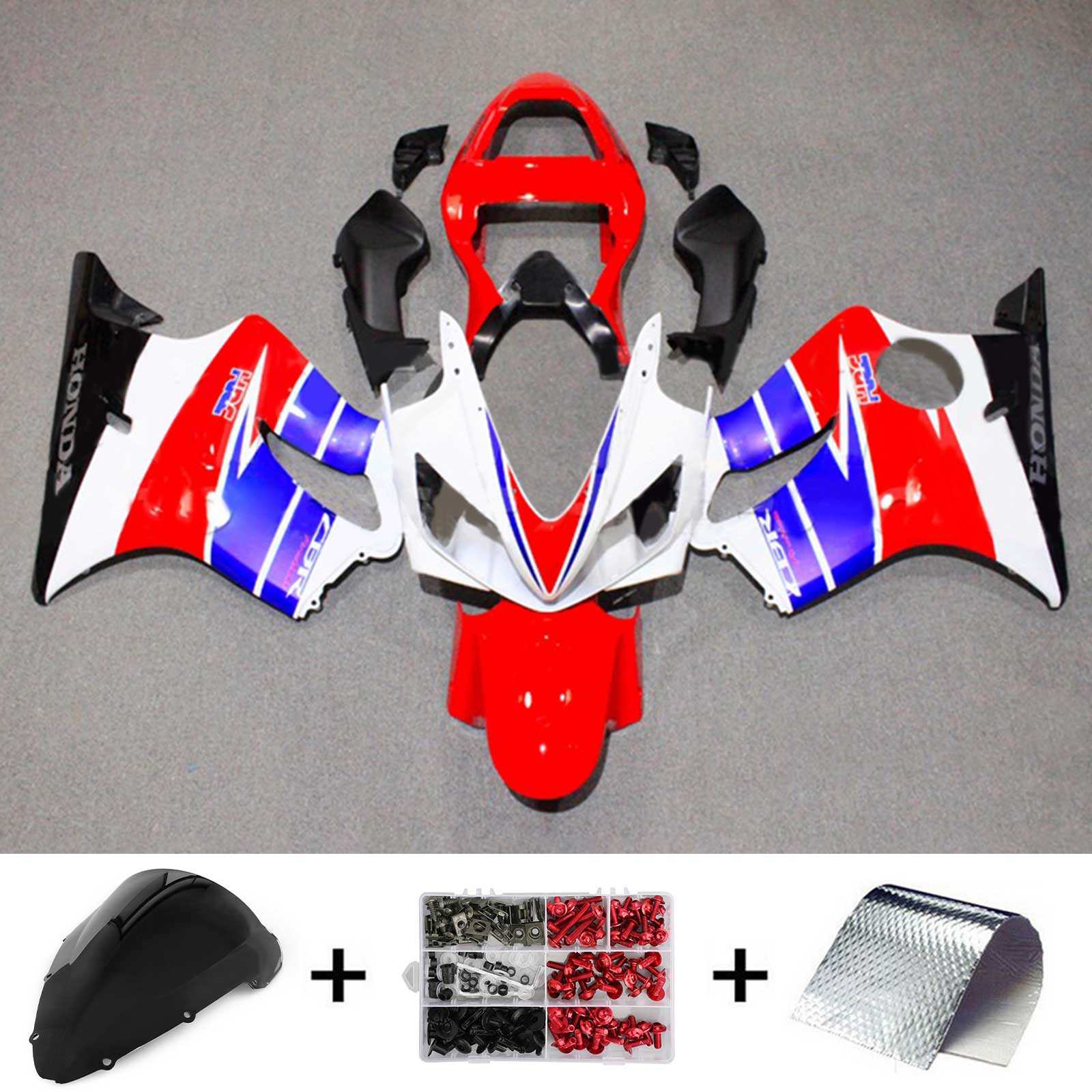 Amotopart 2001-2003 CBR600 F4i Honda Bleu&Kit de carénage rouge Style1