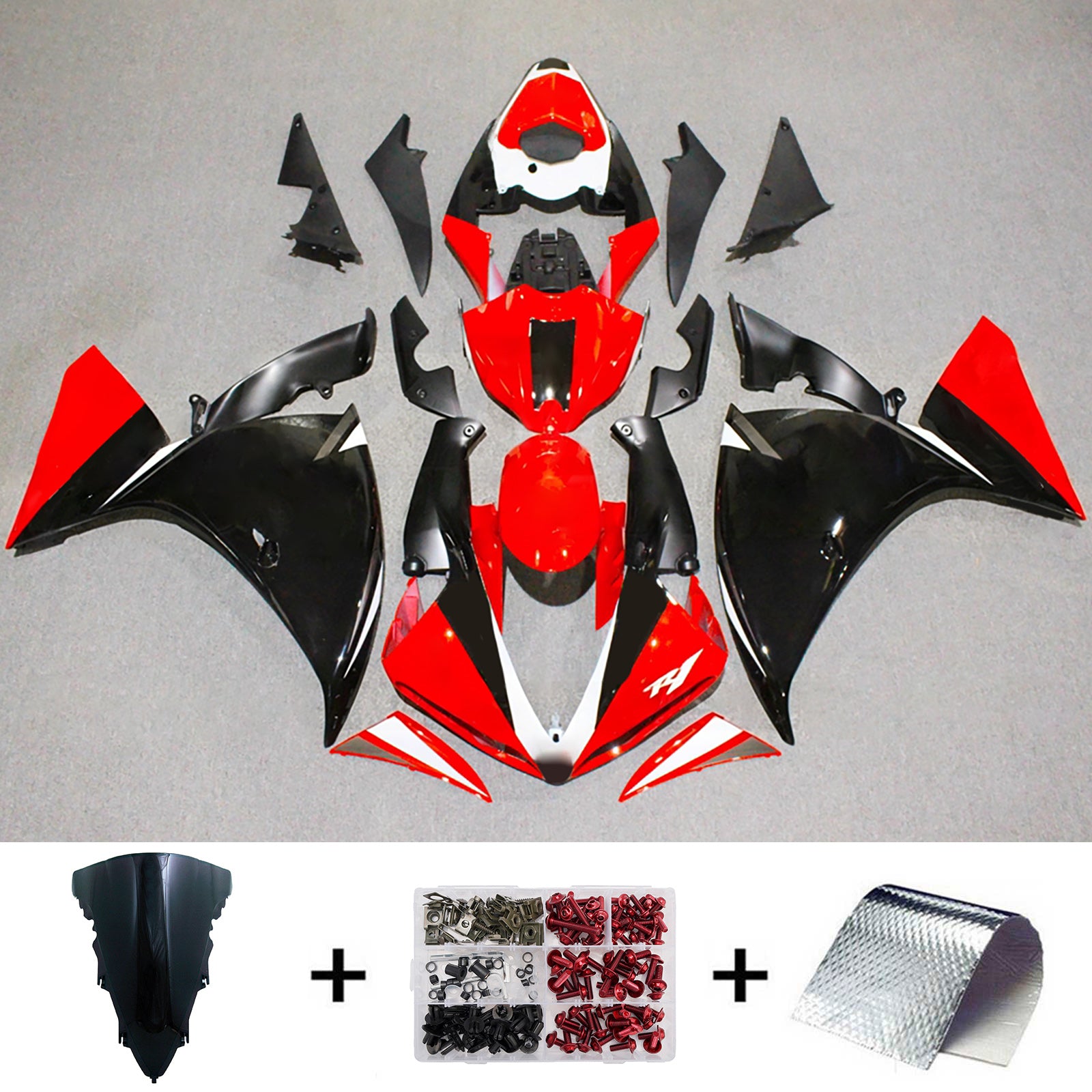 Amotopart 2009-2011 Yamaha YZF-R1 Red/Black Fairing Kit