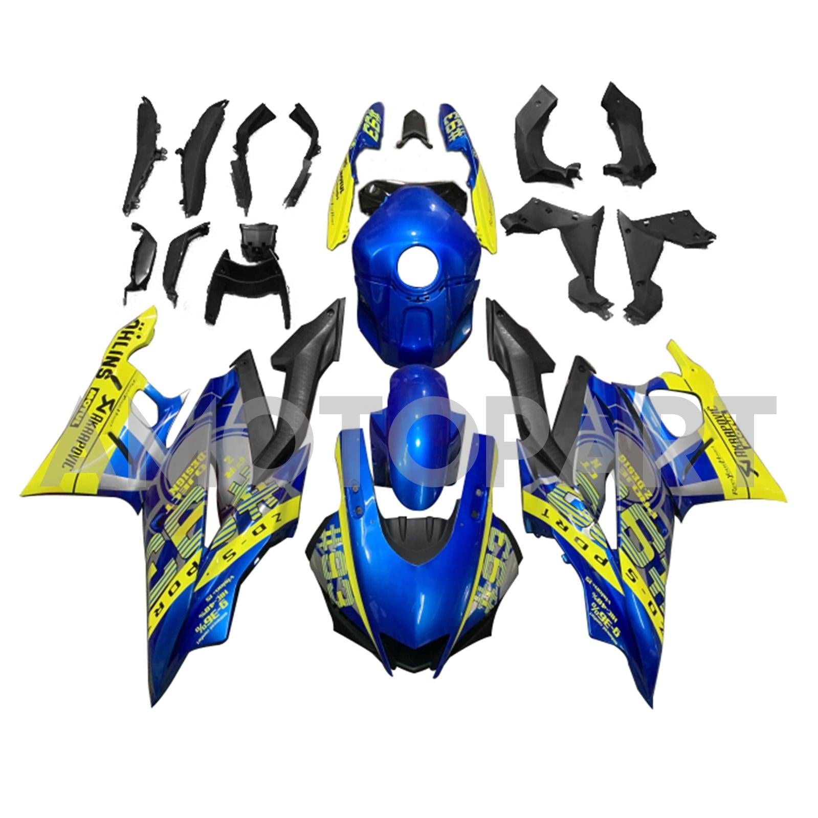 Amotopart 2022-2024 Yamaha YZF-R3 R25 Blue&Yellow Fairing Kit