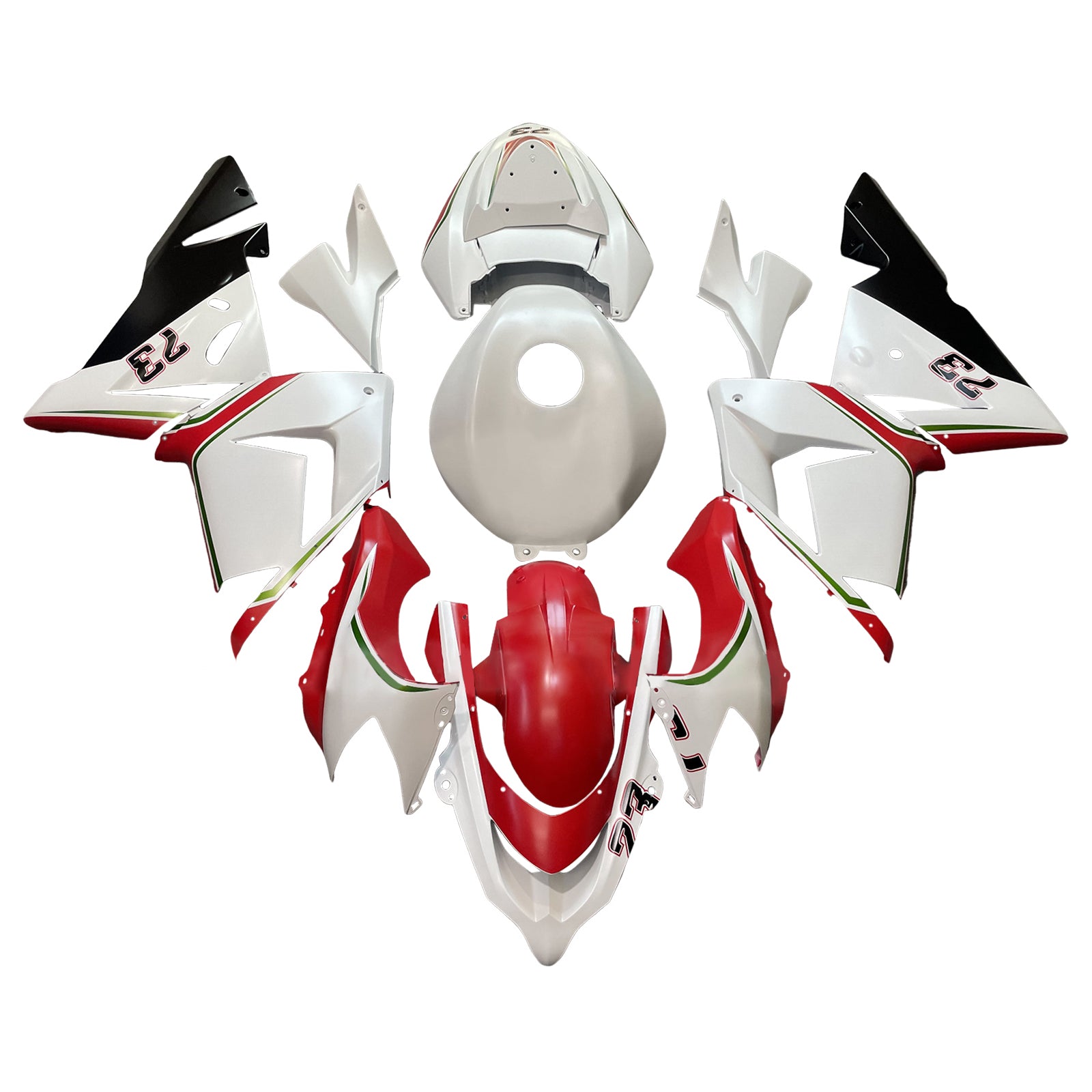 Amotopart 2004-2005 Kawasaki ZX10R White Red Fairing Kit