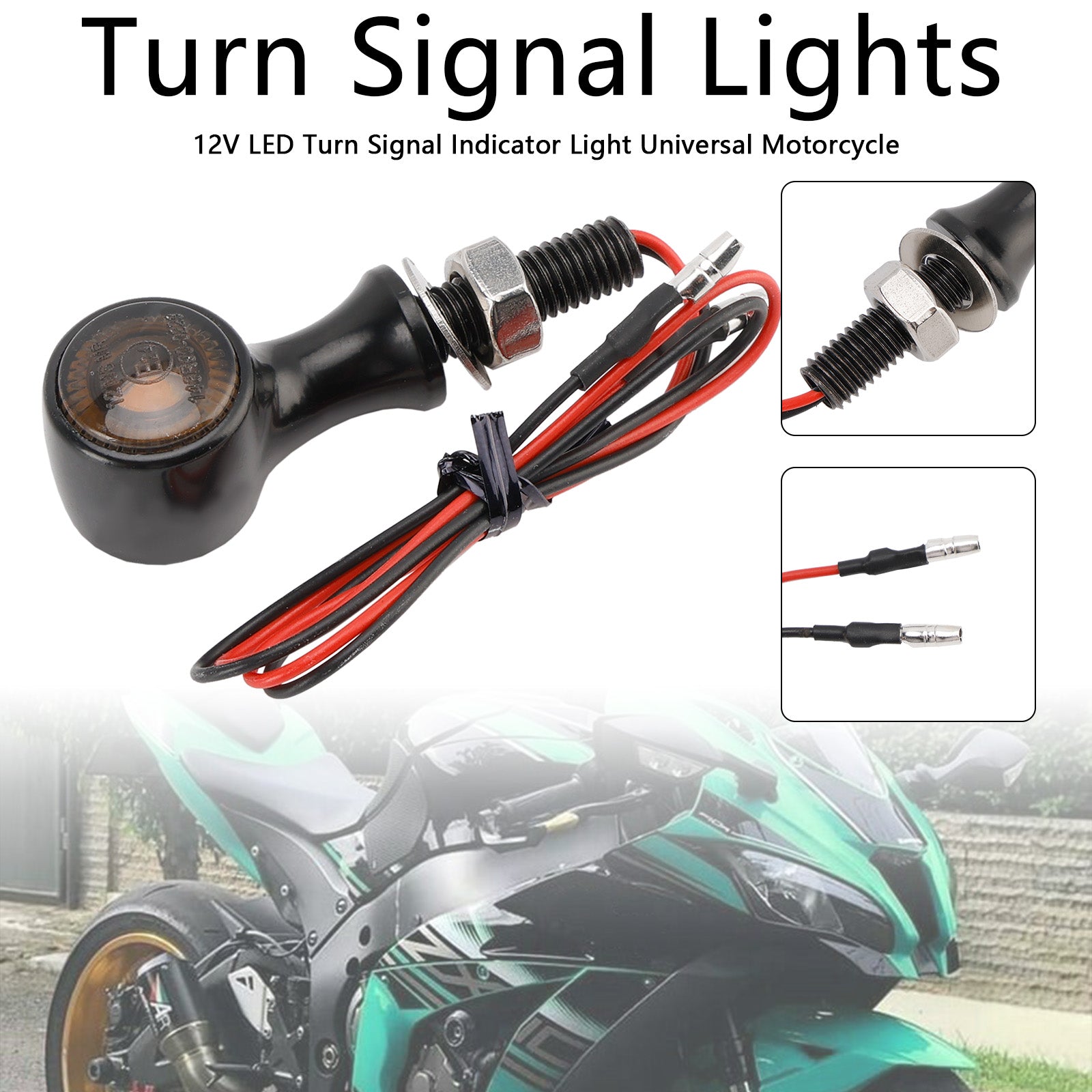 Universal Motorcycle 12V LED Turn Signal Indicator Light 8mm