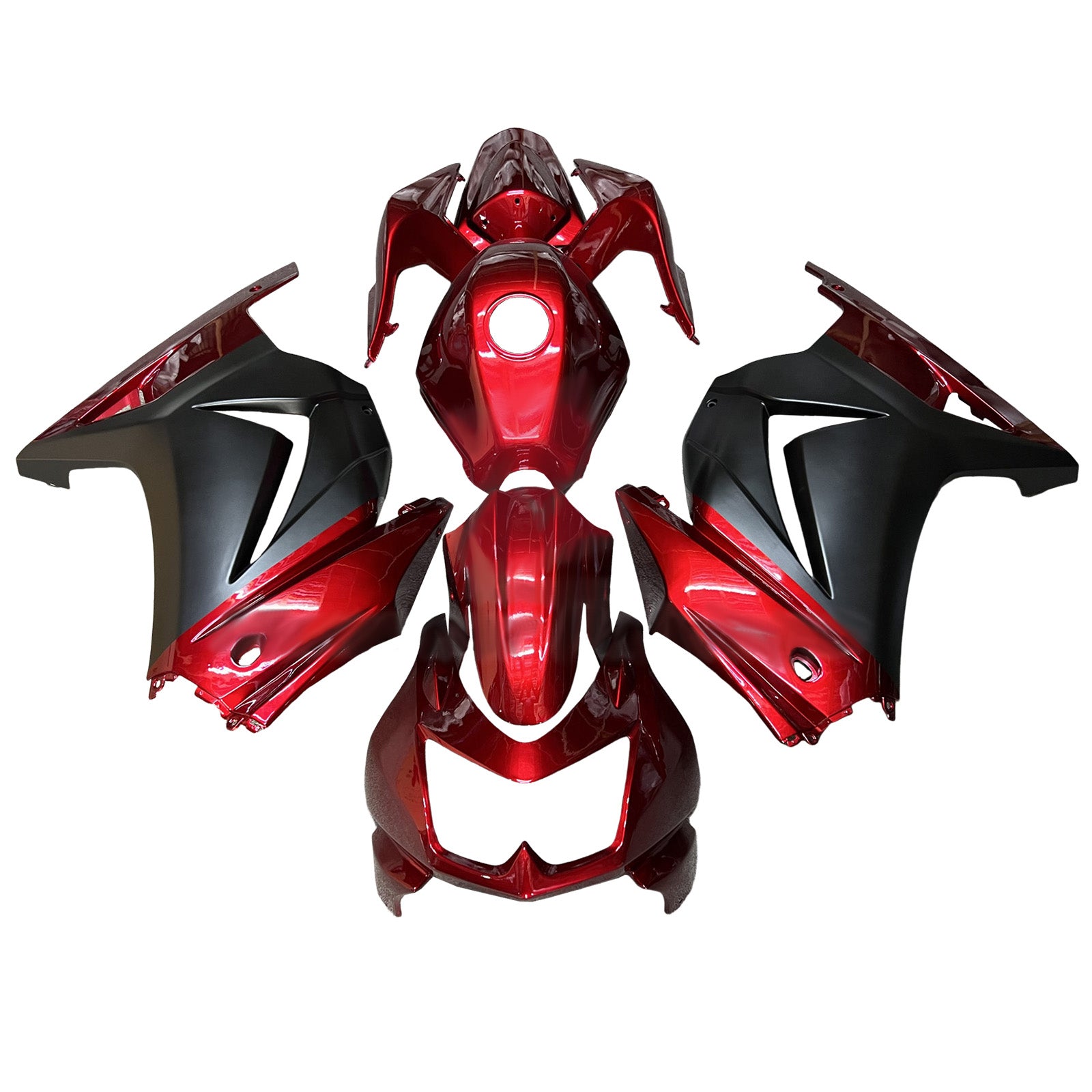 Amotopart 2008-2012 Kawasaki EX250/Ninja 250R Black Red Fairing Kit