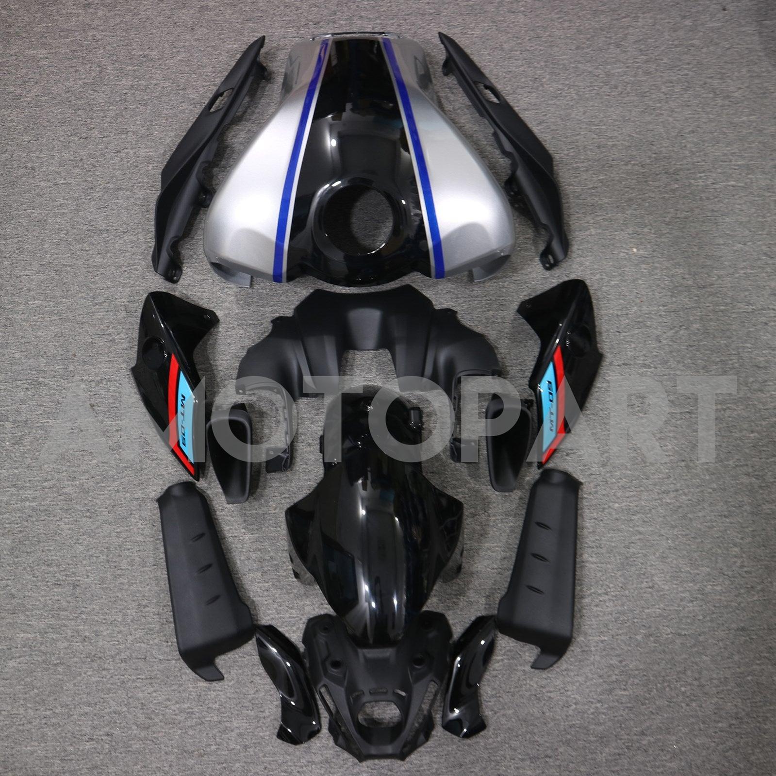 Amotopart 2021-2024 Yamaha MT-09 Black Silver Fairing Kit