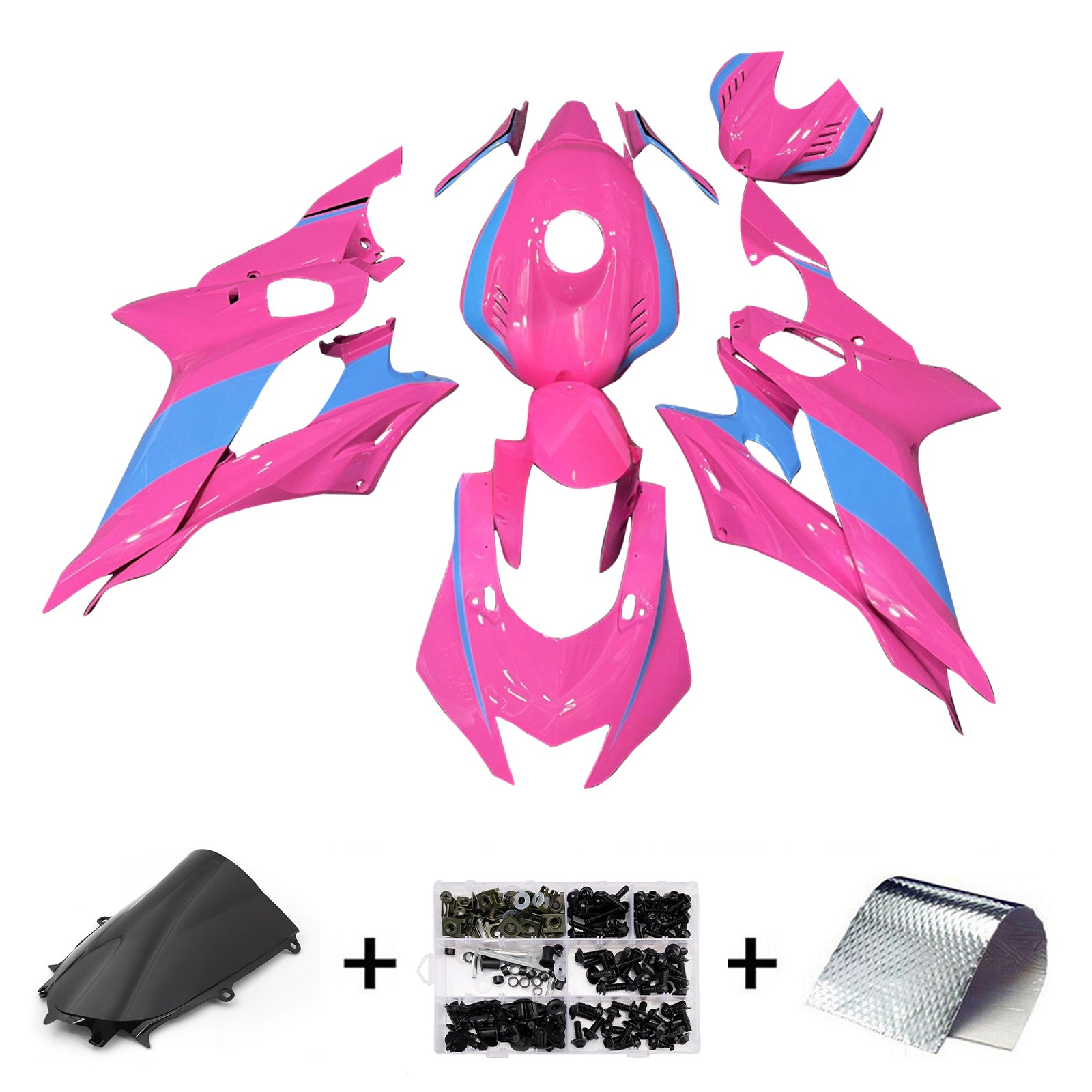 Amotopart 2017-2023 Yamaha YZF-R6 Pink Light Blue Fairing Kit