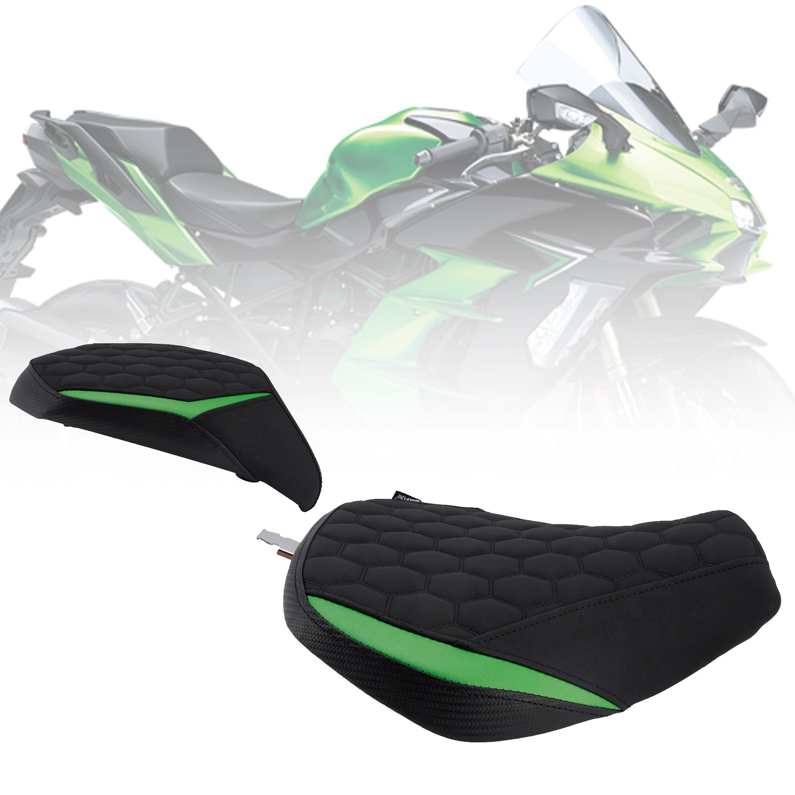 Pilote Kawasaki Ninja H2 SX 22-25&PCoussin arrière de siège Assinger Green2