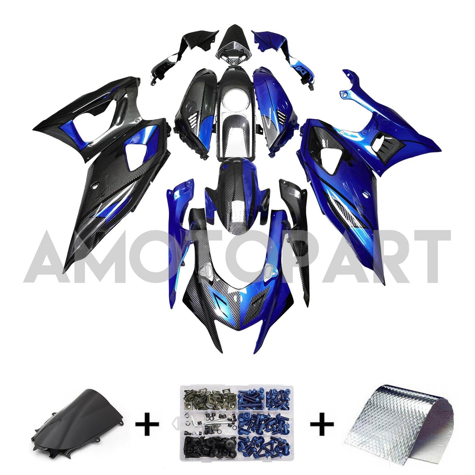 Amotopart 2021-2025 Yamaha YZF-R7 Carbon Fiber Blue Fairing Kit