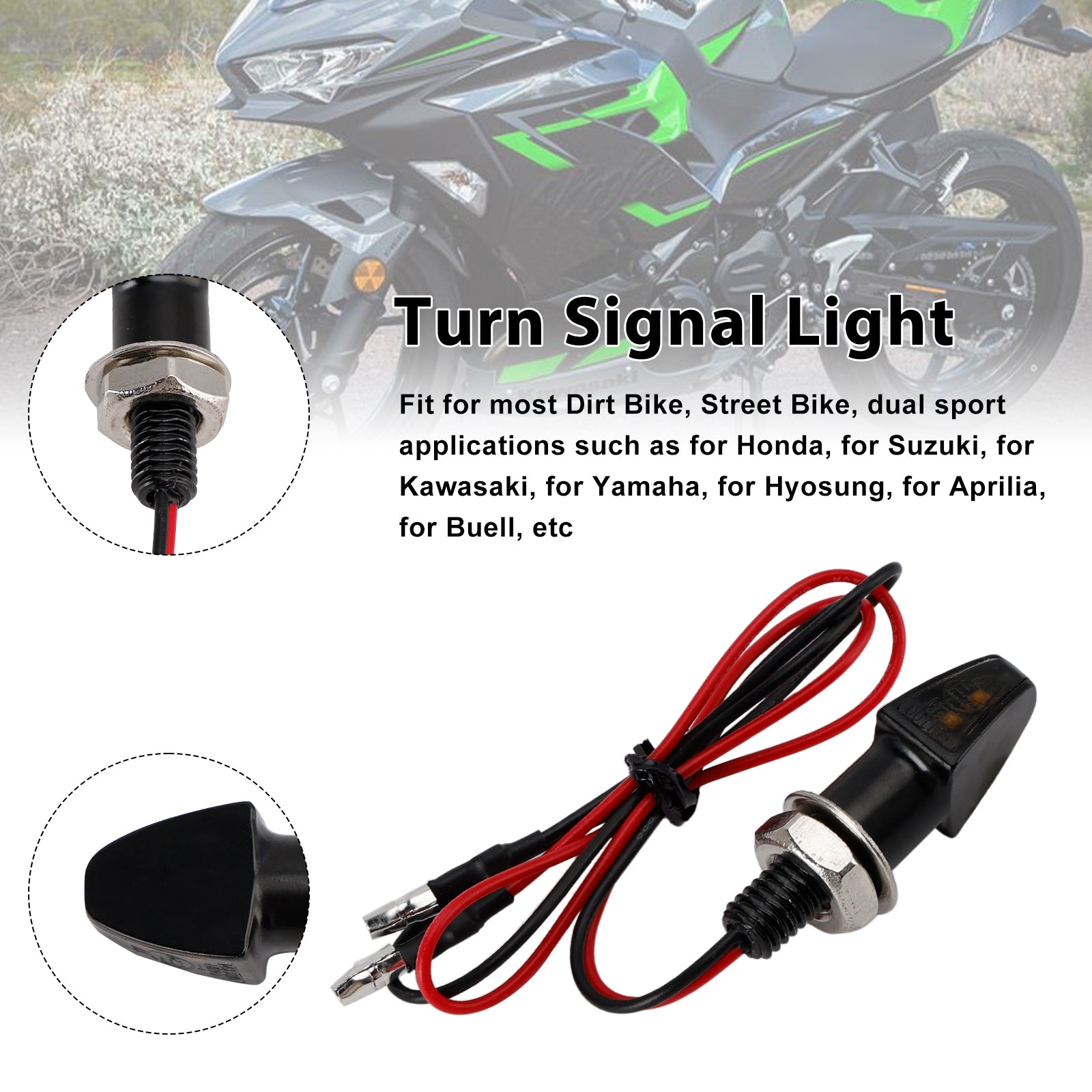 Universal MotorCycle 12V LED Turn Signal Indicator Light 8mm