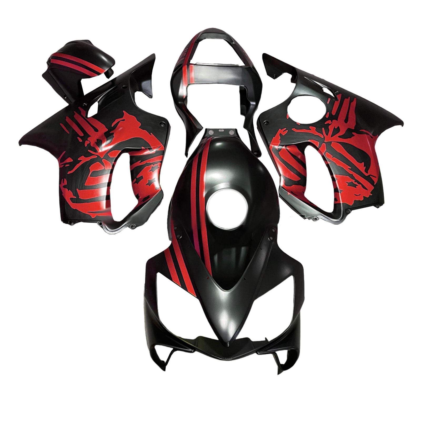 Amotopart 2001-2003 Honda CBR600 F4i Black Red Skull Fairing Kit
