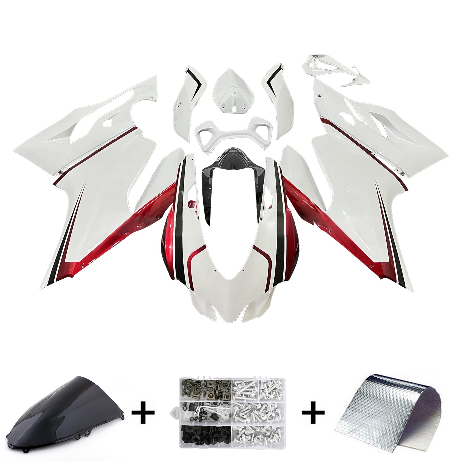 Amotopart 2012-2015 Ducati 899 White
com kit de carenagem de linhas pretas vermelhas