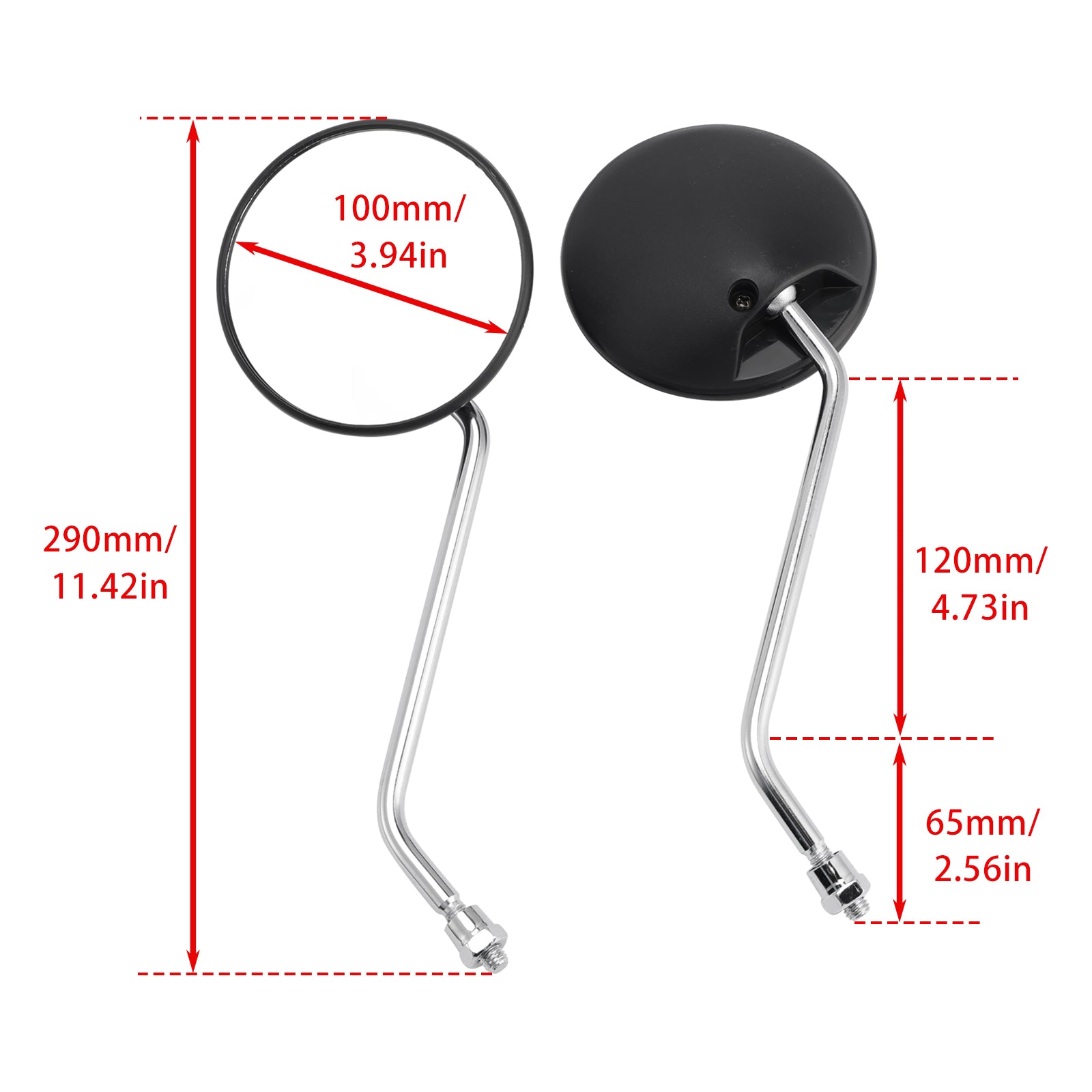 Piaggio Vespa Scooter Moped 8mm Universal Pair Round Mirrors Black