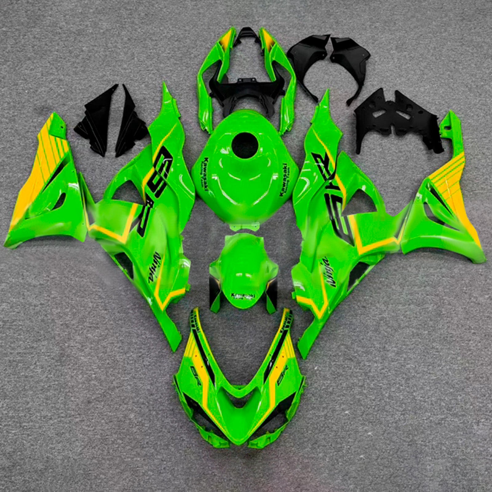 Amotopart 2024-2025 Kawasaki ZX-6R Green Yellow Fairing Kit