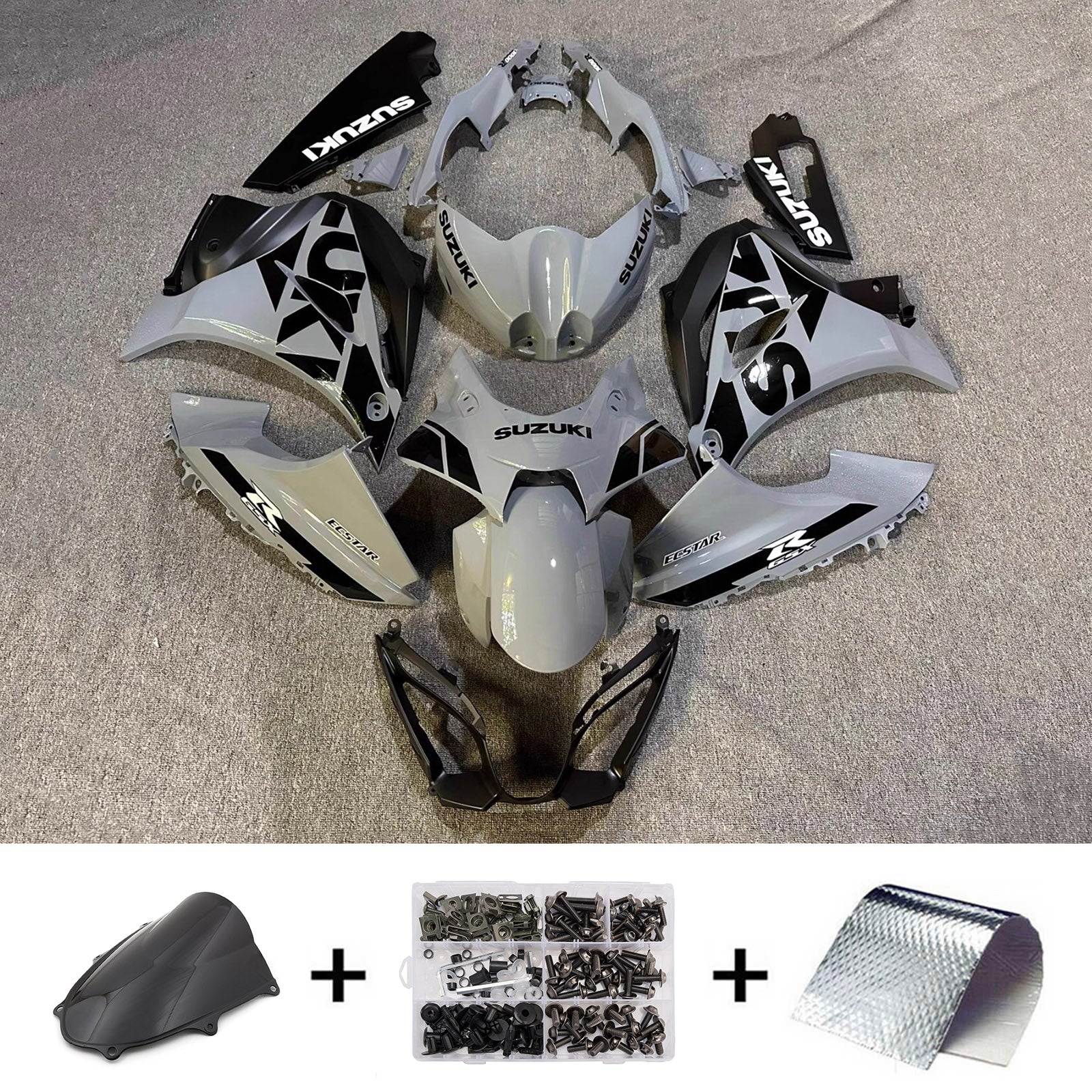 Amotopart 2017-2025 Suzuki GSXR1000 Gray Black Fairing Kit
