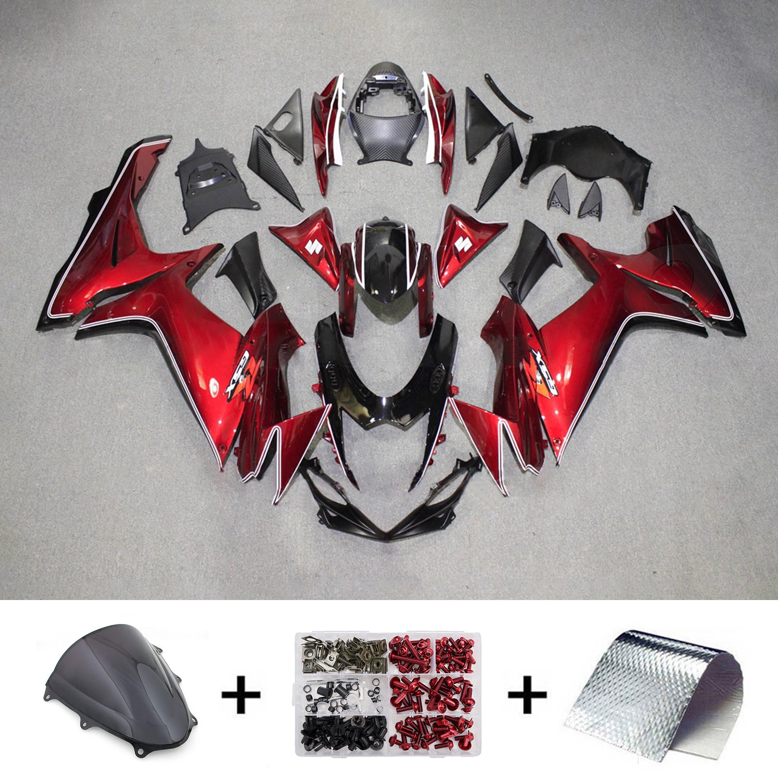 Amotopart 2011-2026 Suzuki GSXR 600/750 Red Black Fairing Kit
