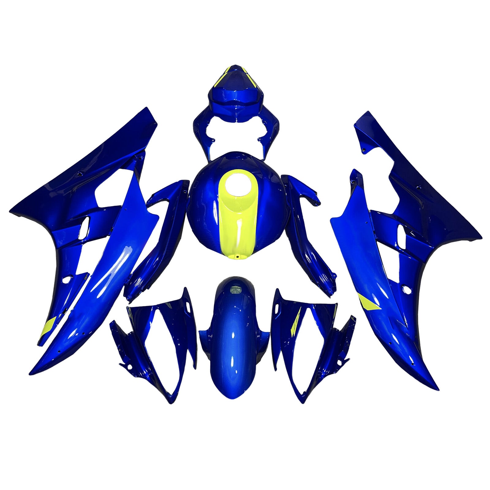 Amotopart 2006-2007 Yamaha YZF-R6 Blue & Yellow Fairing Kit