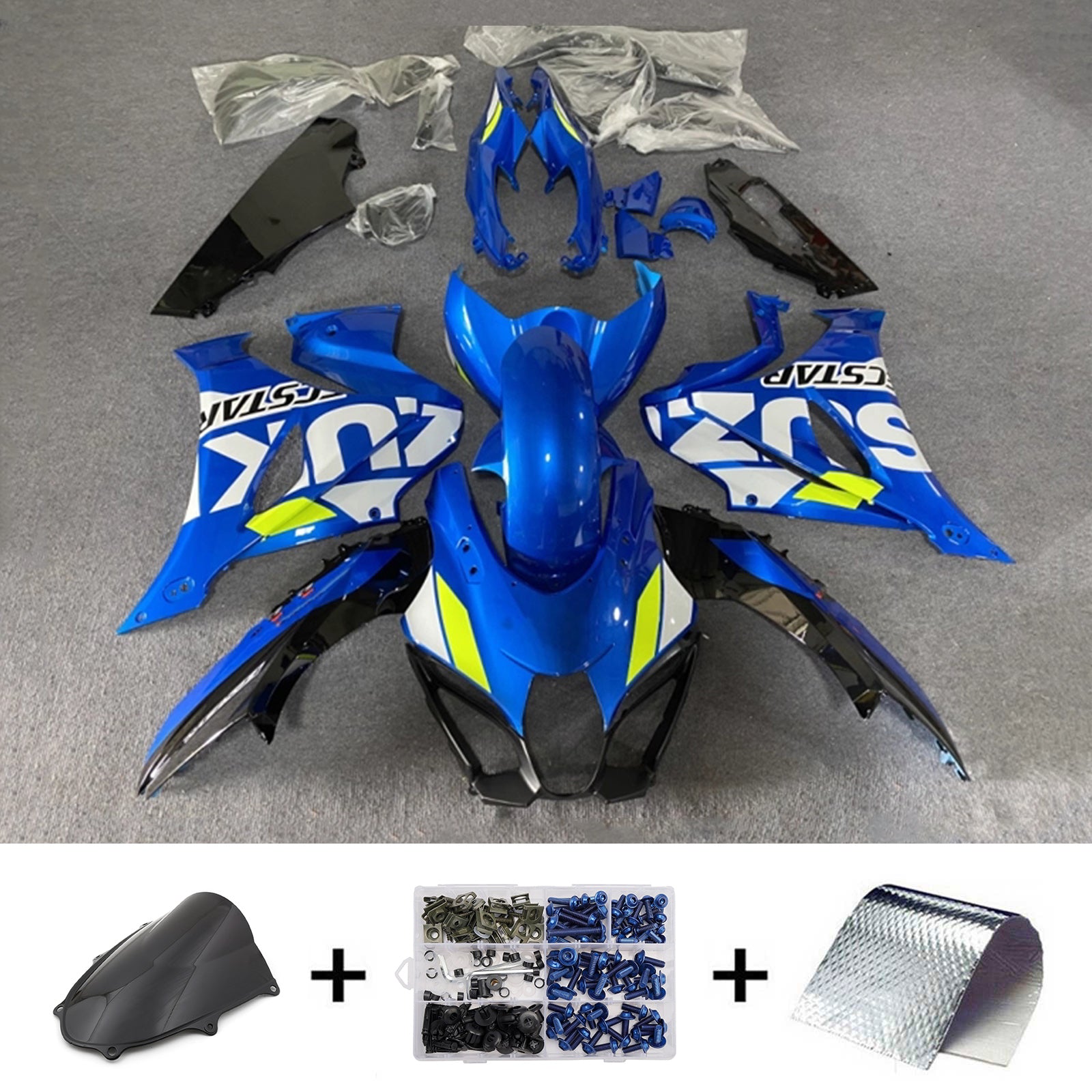 Zestaw owiewek Amotopart 2017-2025 Suzuki GSXR1000 niebiesko-biało-czarny