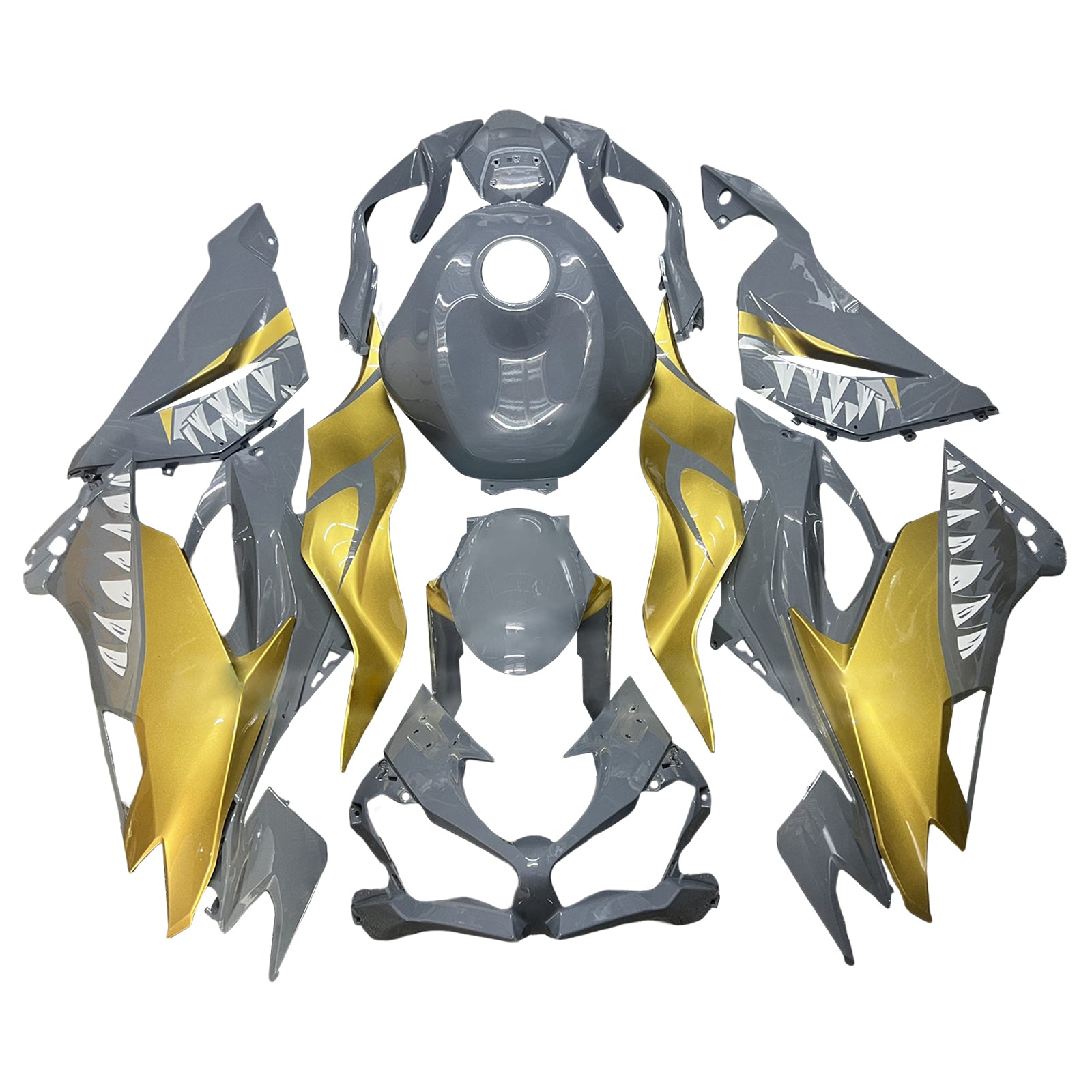 Amotopart 2019-2023 Kawasaki ZX6R Gold Gray Fairing Kit
