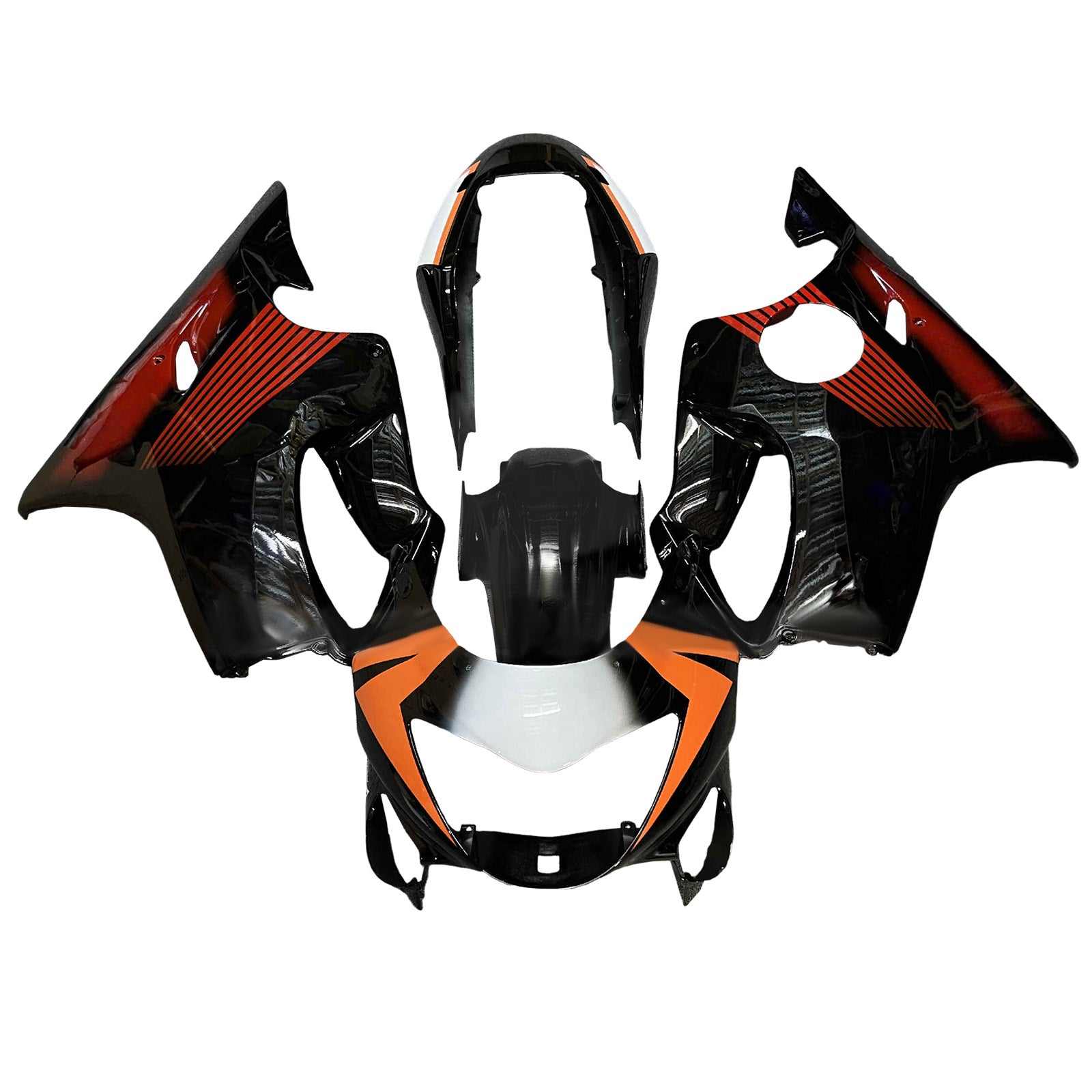 Amotopart 1999-2000 Honda CBR600 F4 Black Dark Orange Line Fairing Kit