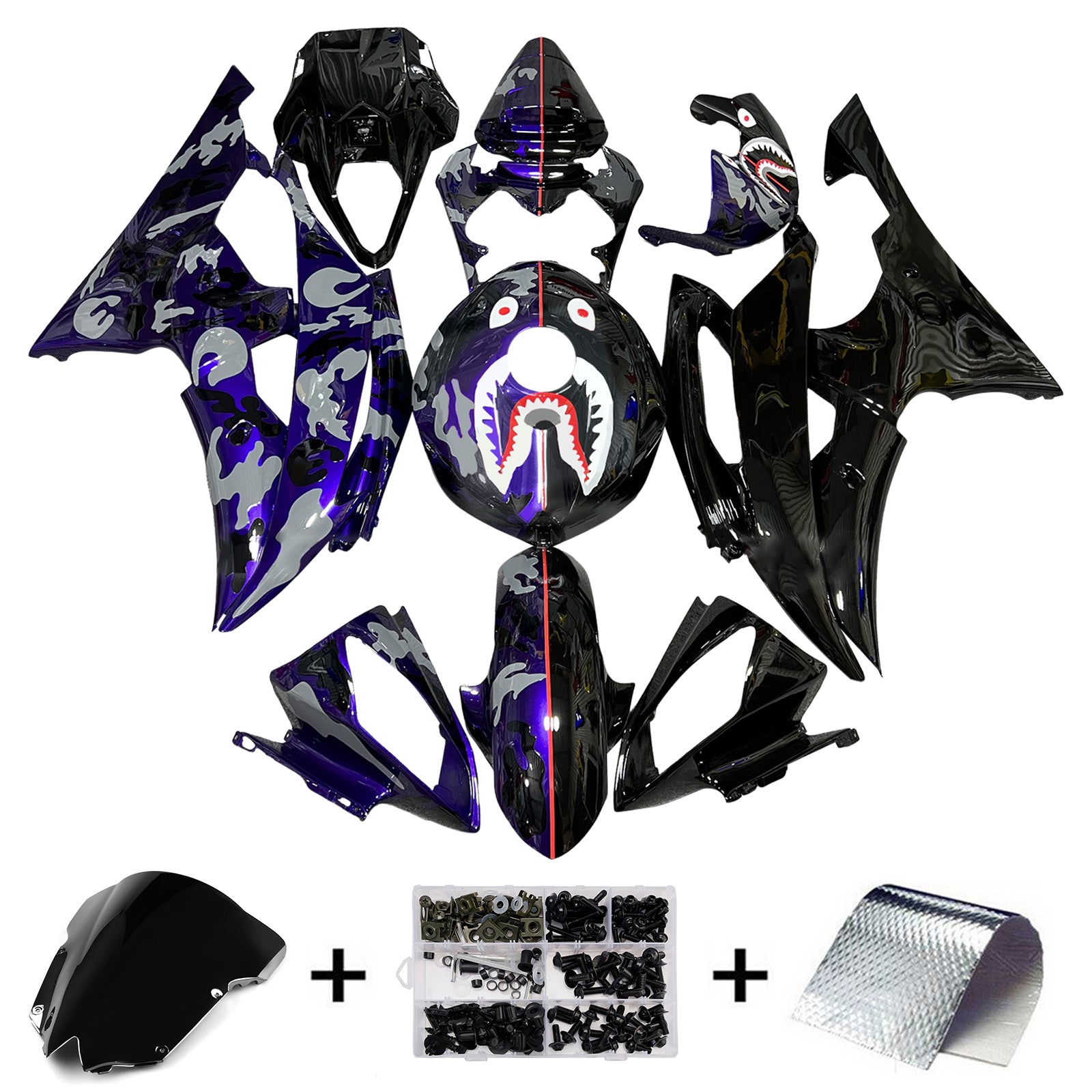 Amotopart 2008-2016 Yamaha YZF-R6 Purple Blue Black Fairing Kit