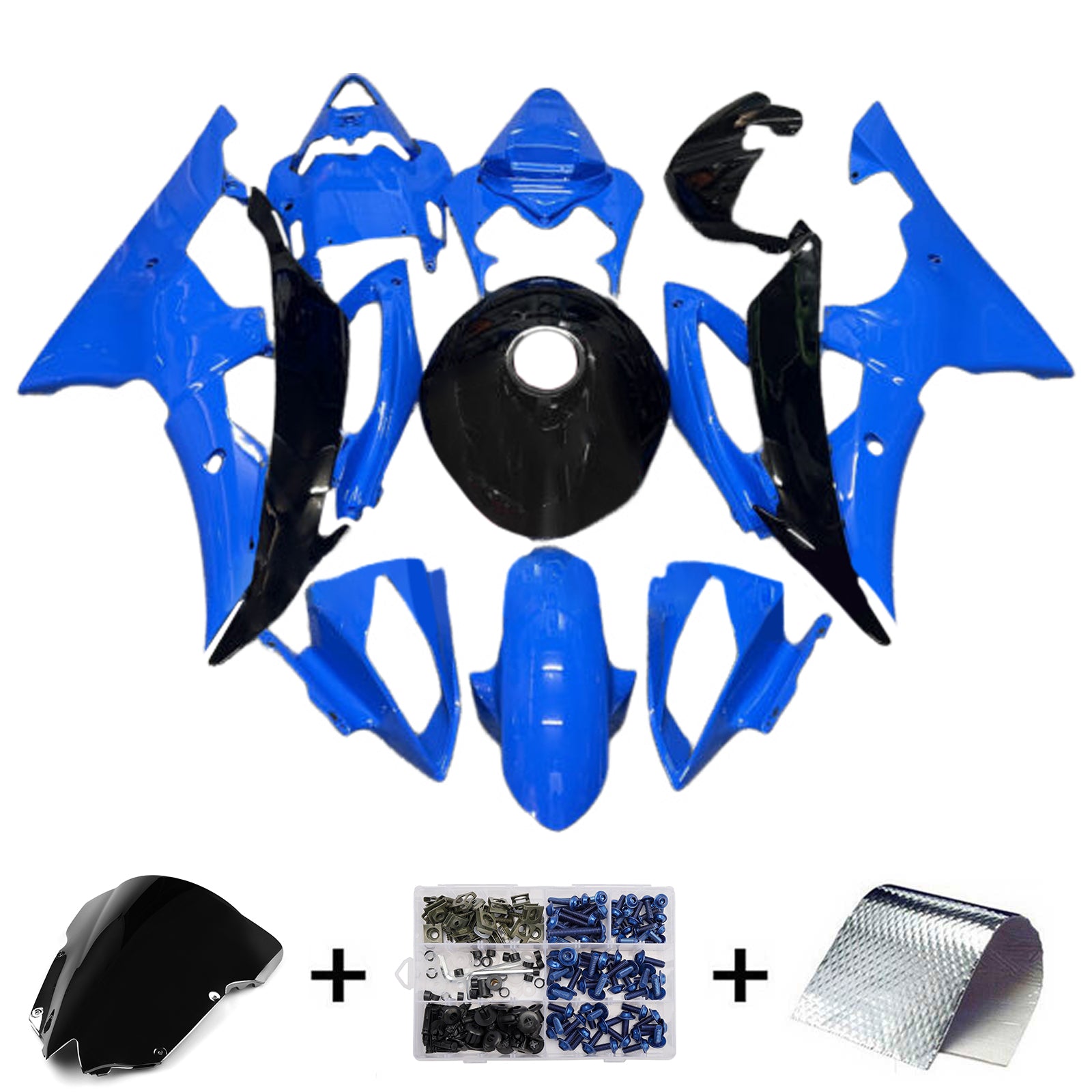 Amotopart 2008-2016 Yamaha YZF-R6 Blue & Black Fairing Kit