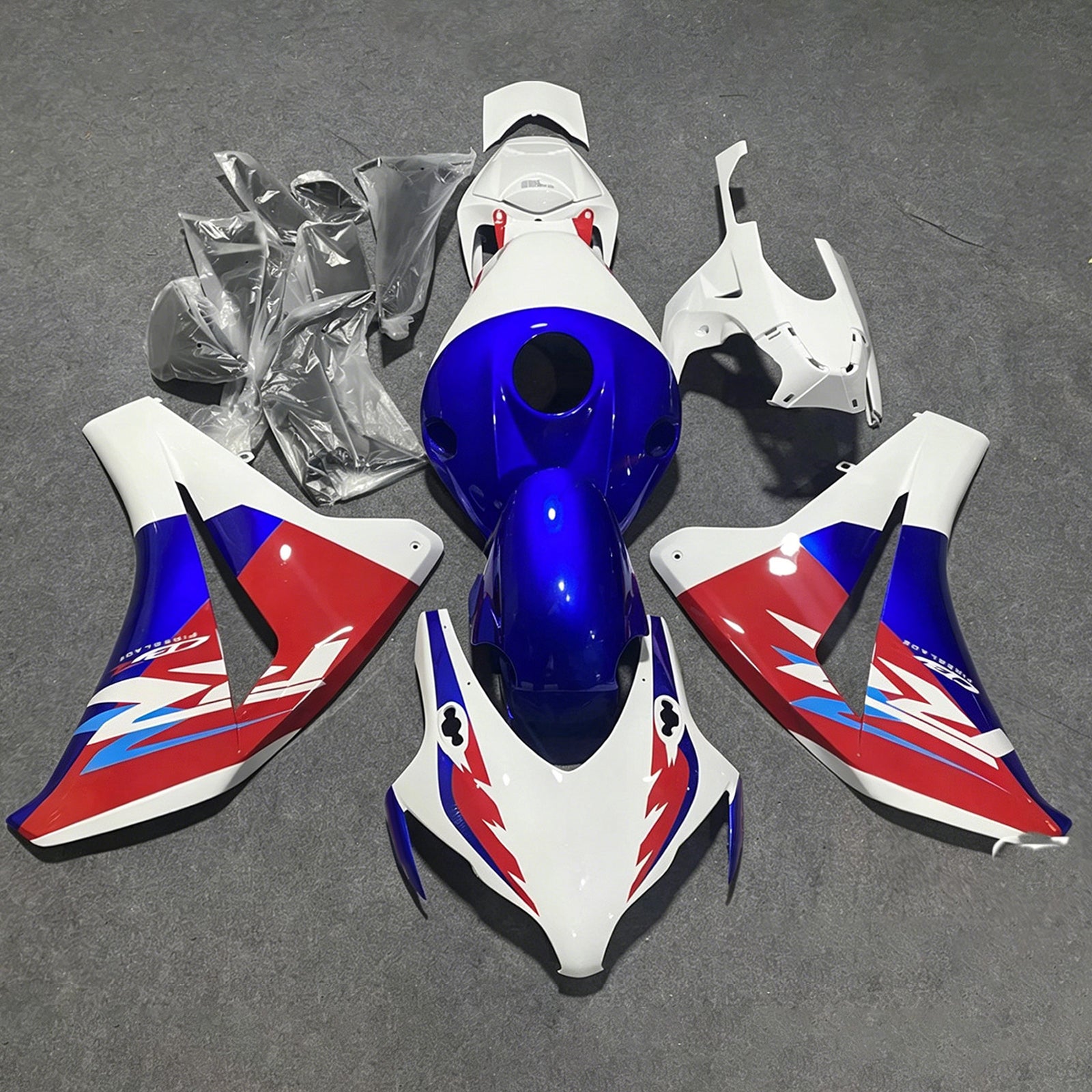 Amotopart 2008-2011 Honda CBR1000RR White/Blue/Red Fairing Kit