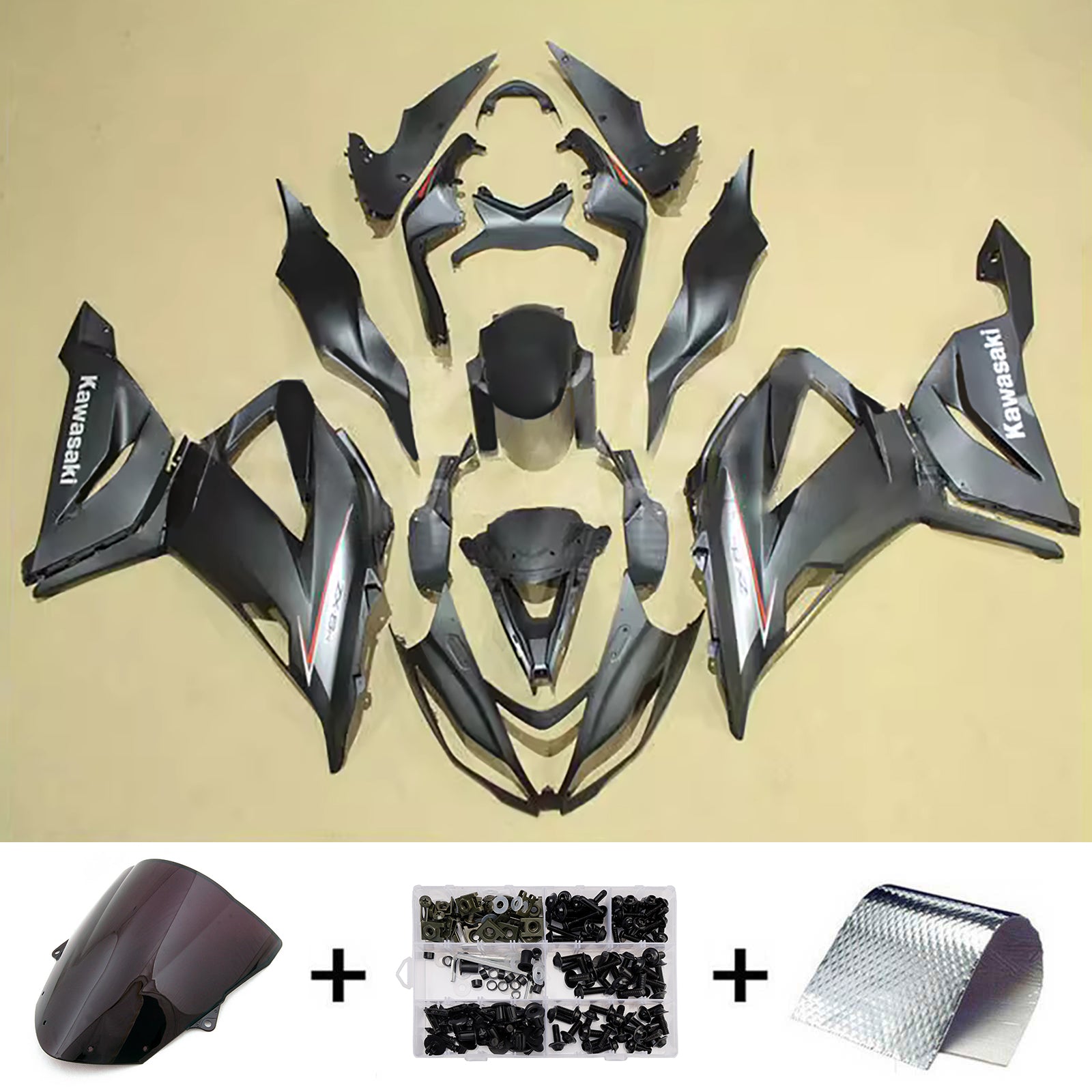Amotopart 2013-2018 Kawasaki ZX6R 636 Matte Black Fairing Kit