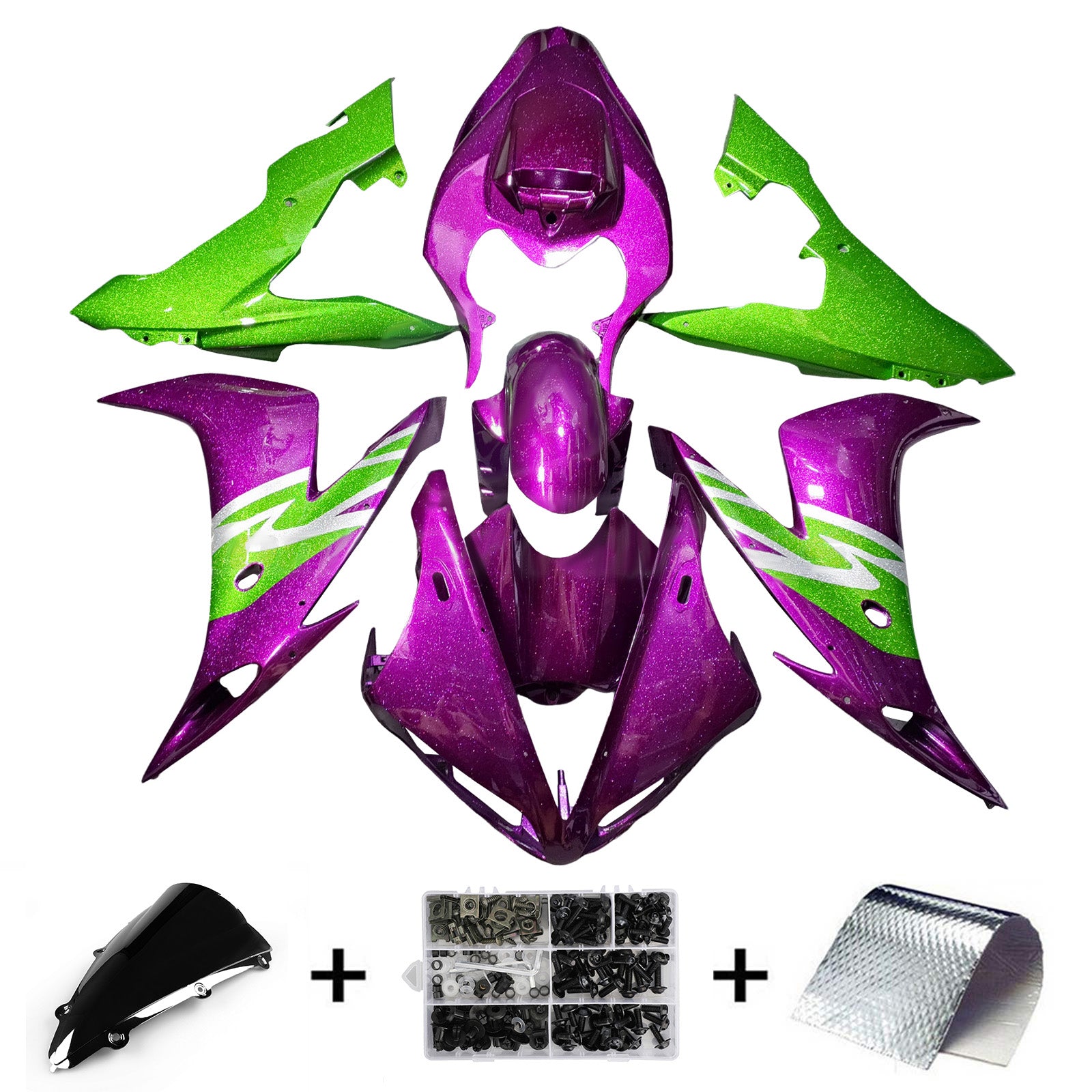 Amotopart 2004-2006 Yamaha YZF-R1 Purple Green Fairing Kit