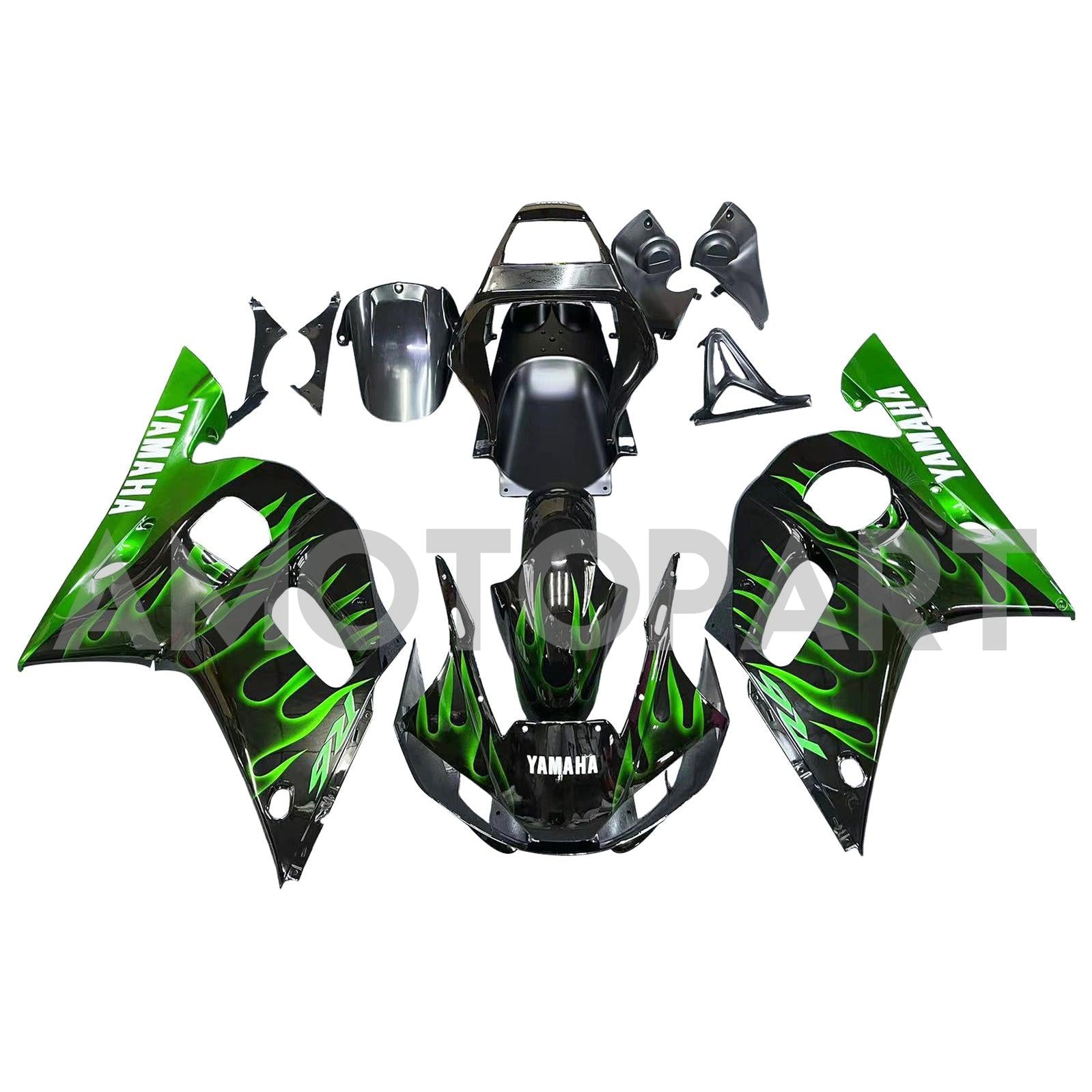 Amotopart 1998-2002 Yamaha YZF 600 R6 Black Green Fairing Kit