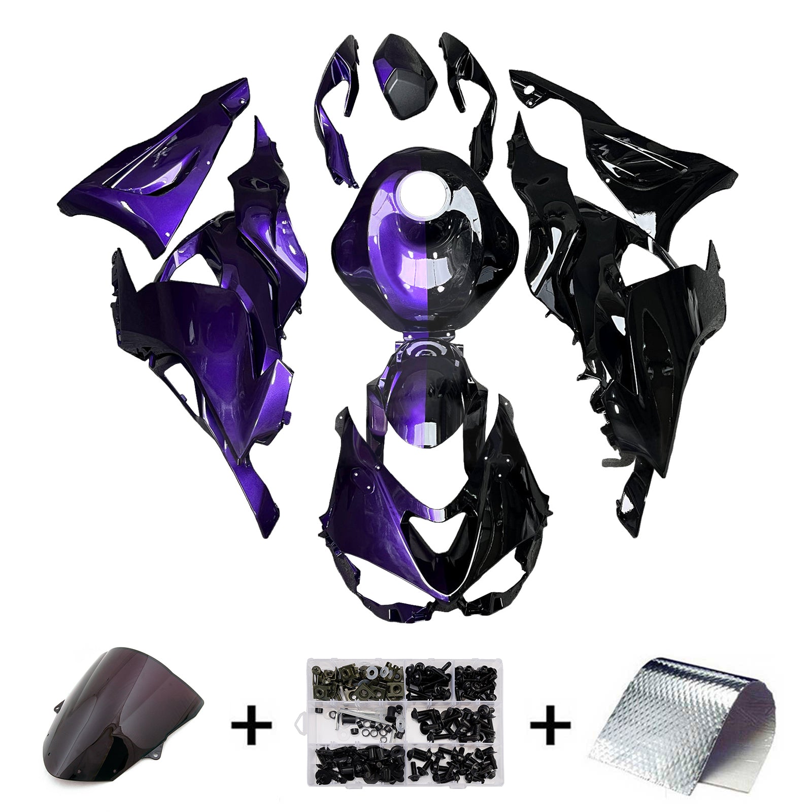 Amotopart 2024-2025 Kawasaki ZX-6R Midnight Purple Black Fairing Kit