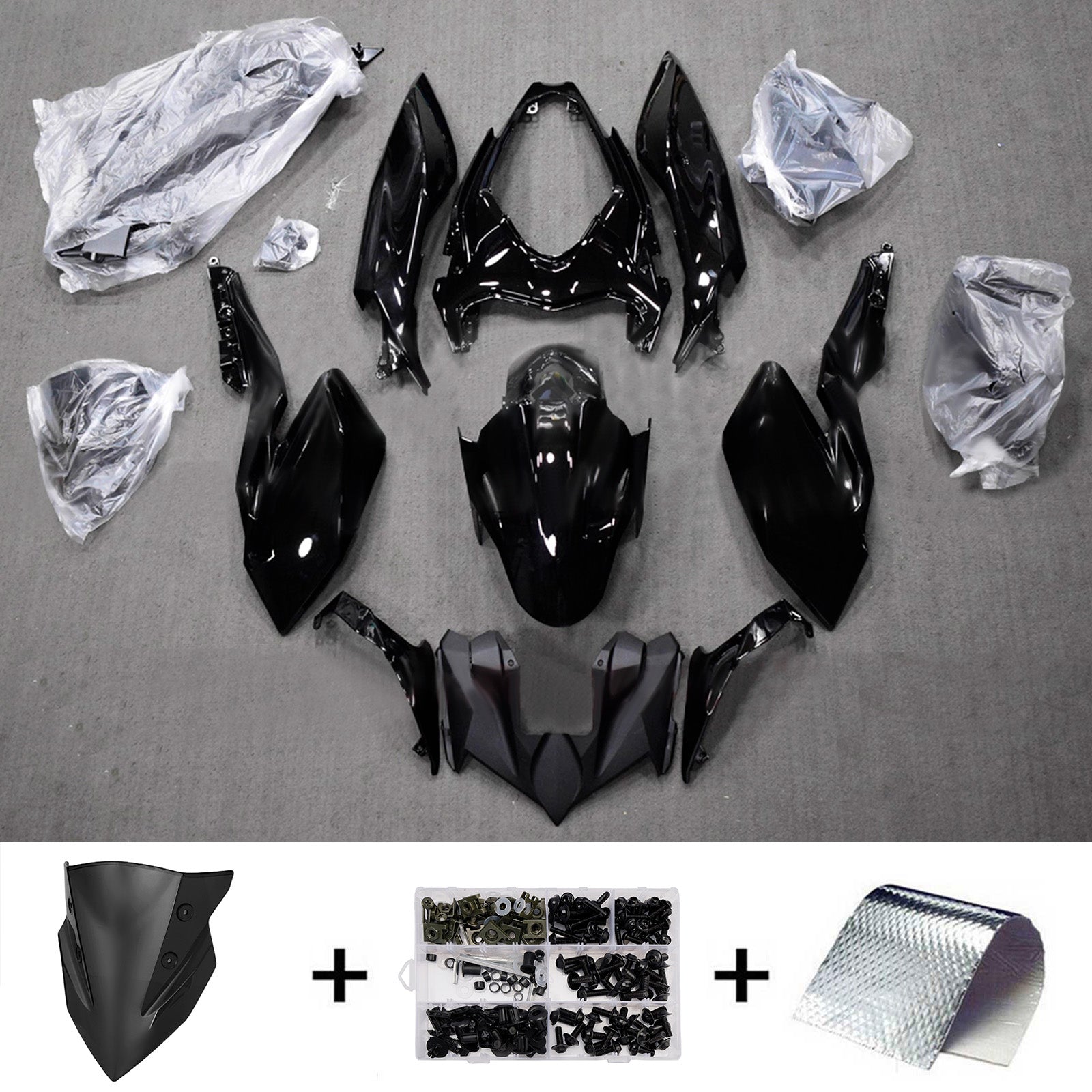 Amotopart 2018-2024 Kawasaki Z400 Black Fairing Kit