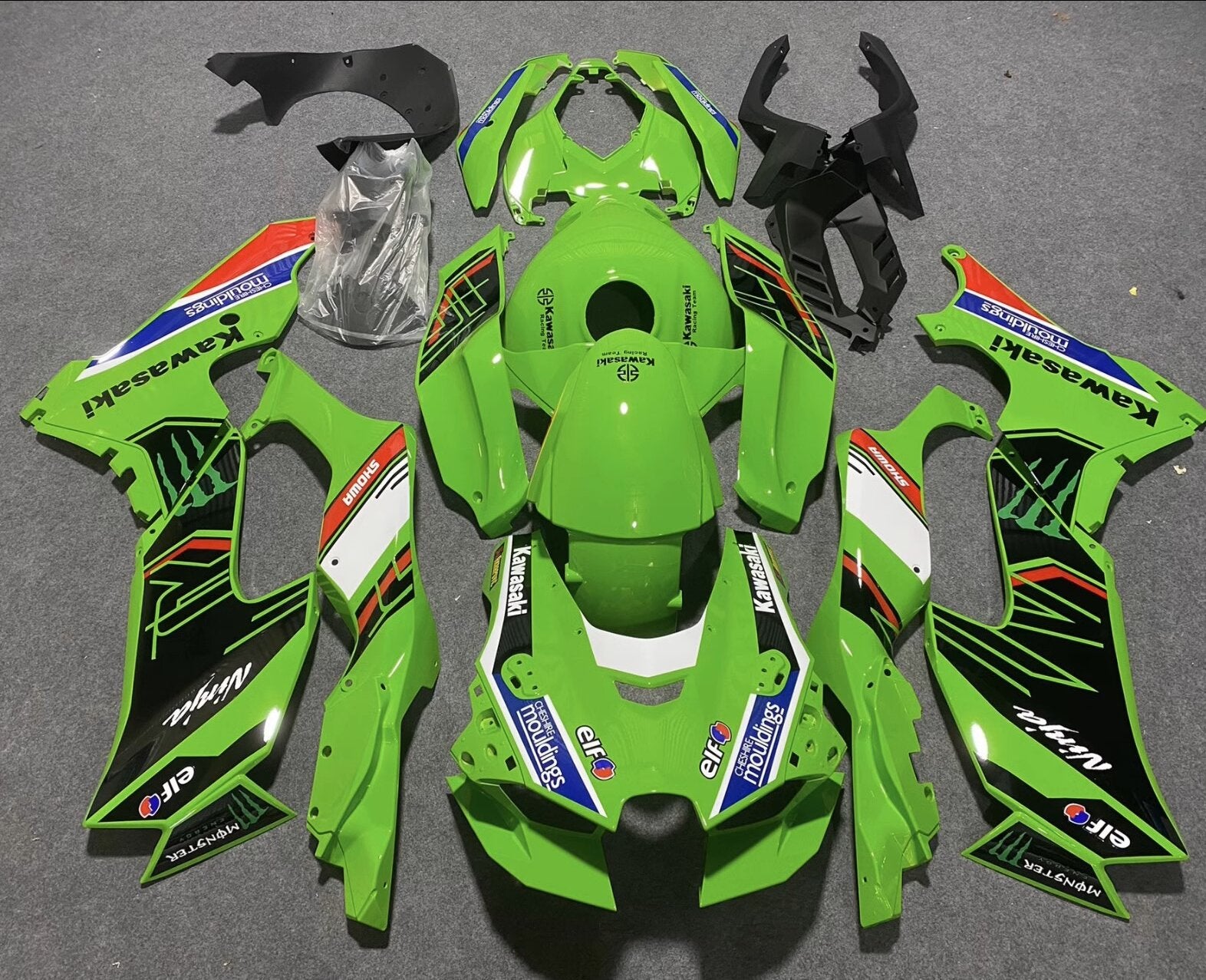 Amotopart 2021-2025 Kawasaki ZX 10RR ZX 10R Black Green Fairing Kit