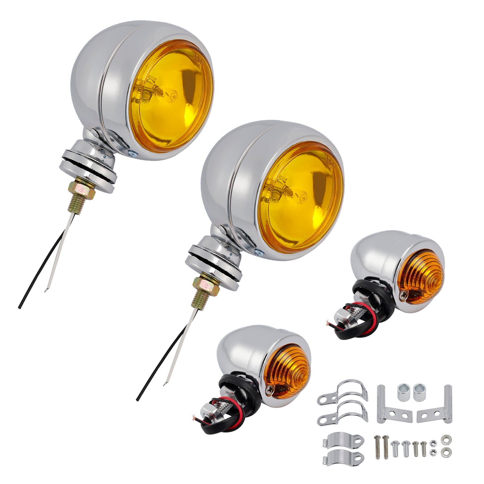 Motorcycle Headlight Lamp Spotlight Universal Coler Switch Chrome #D20