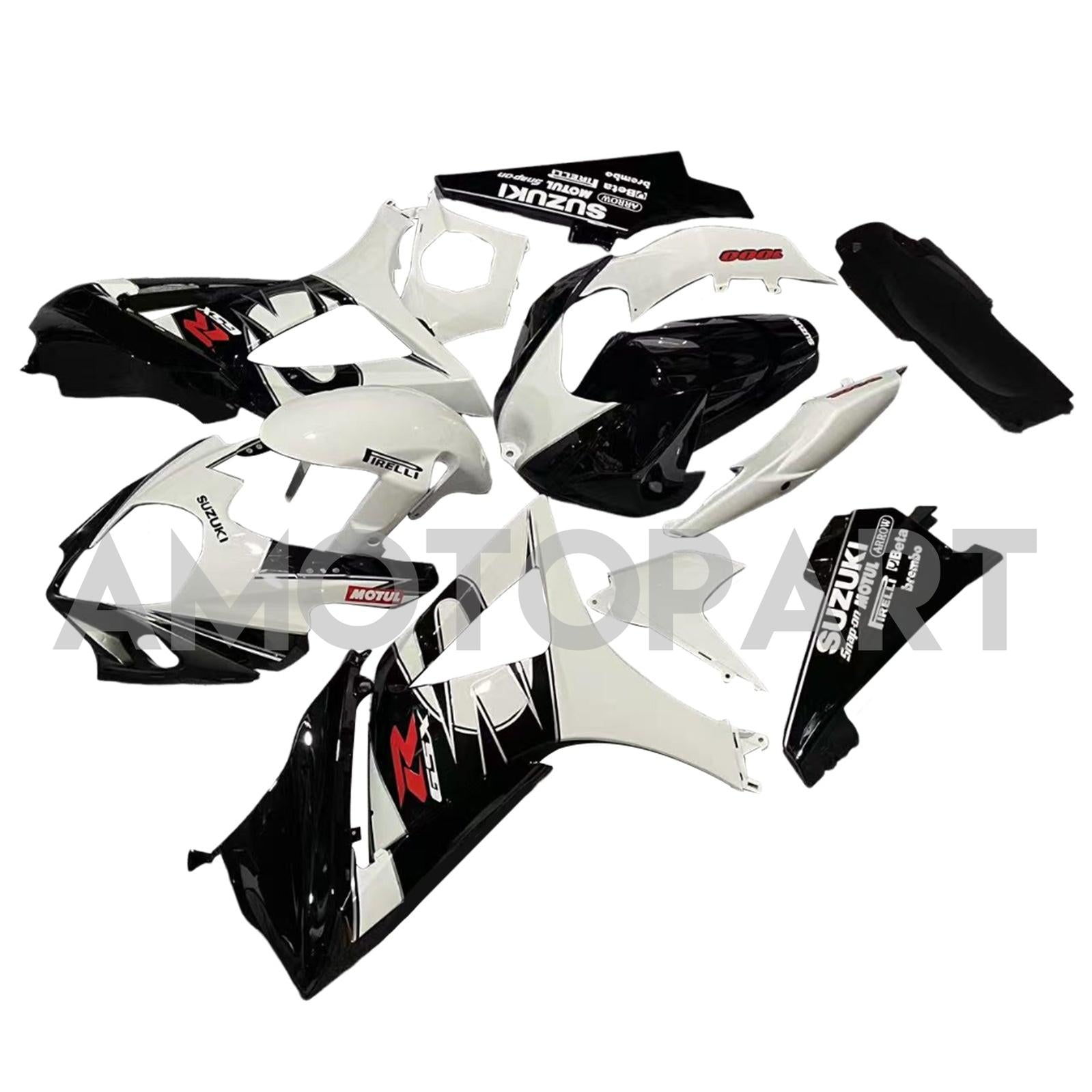 Amotopart 2007-2008 Suzuki GSXR1000 Black White Red Fairing Kit