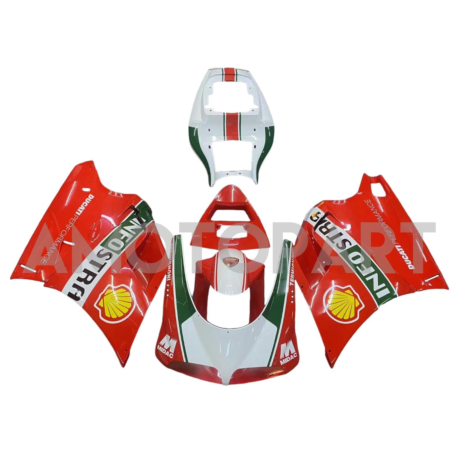 Amotopart 1996-2002 Ducati 748/916/996/998 Kit de carénage rouge vert blanc