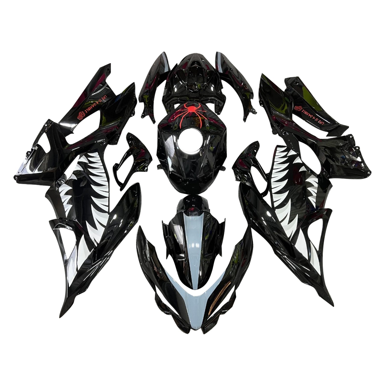 Amotopart 2018-2024 Kawasaki EX400 Ninja400 Black White Grey Grey Faxing Kit