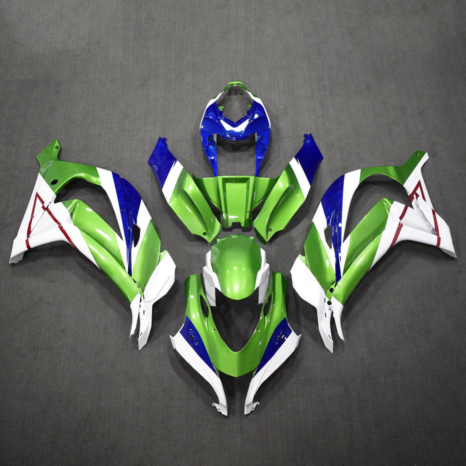 Amotopart 2016-2020 Kawasaki ZX10R Green Blue White Fairing Kit