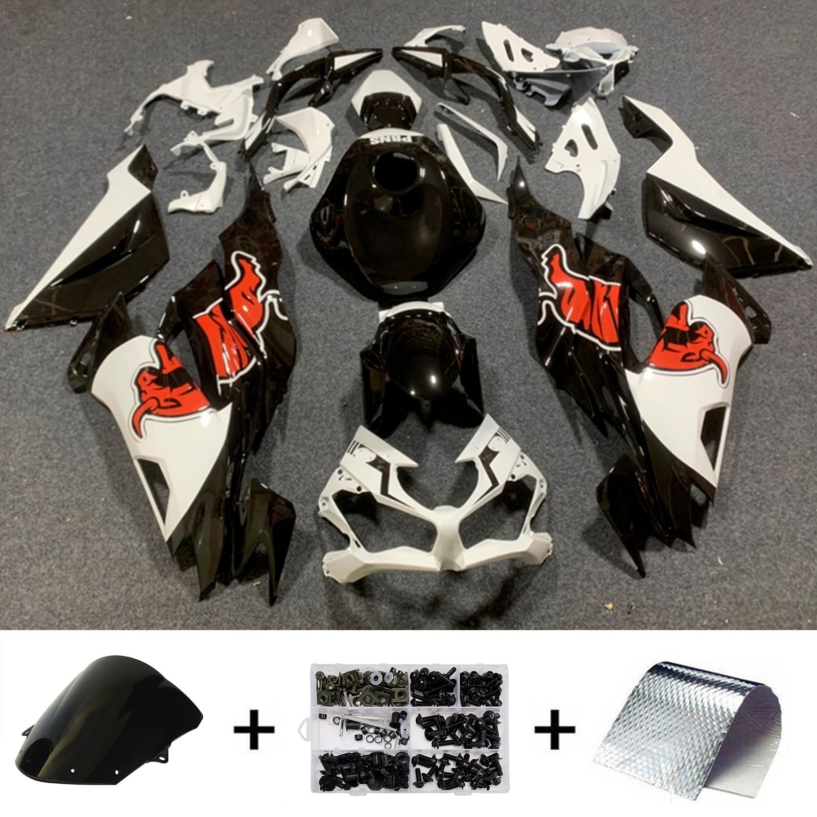 Amotopart 2019-2023 Kawasaki ZX6R Black Red White Fairing Kit