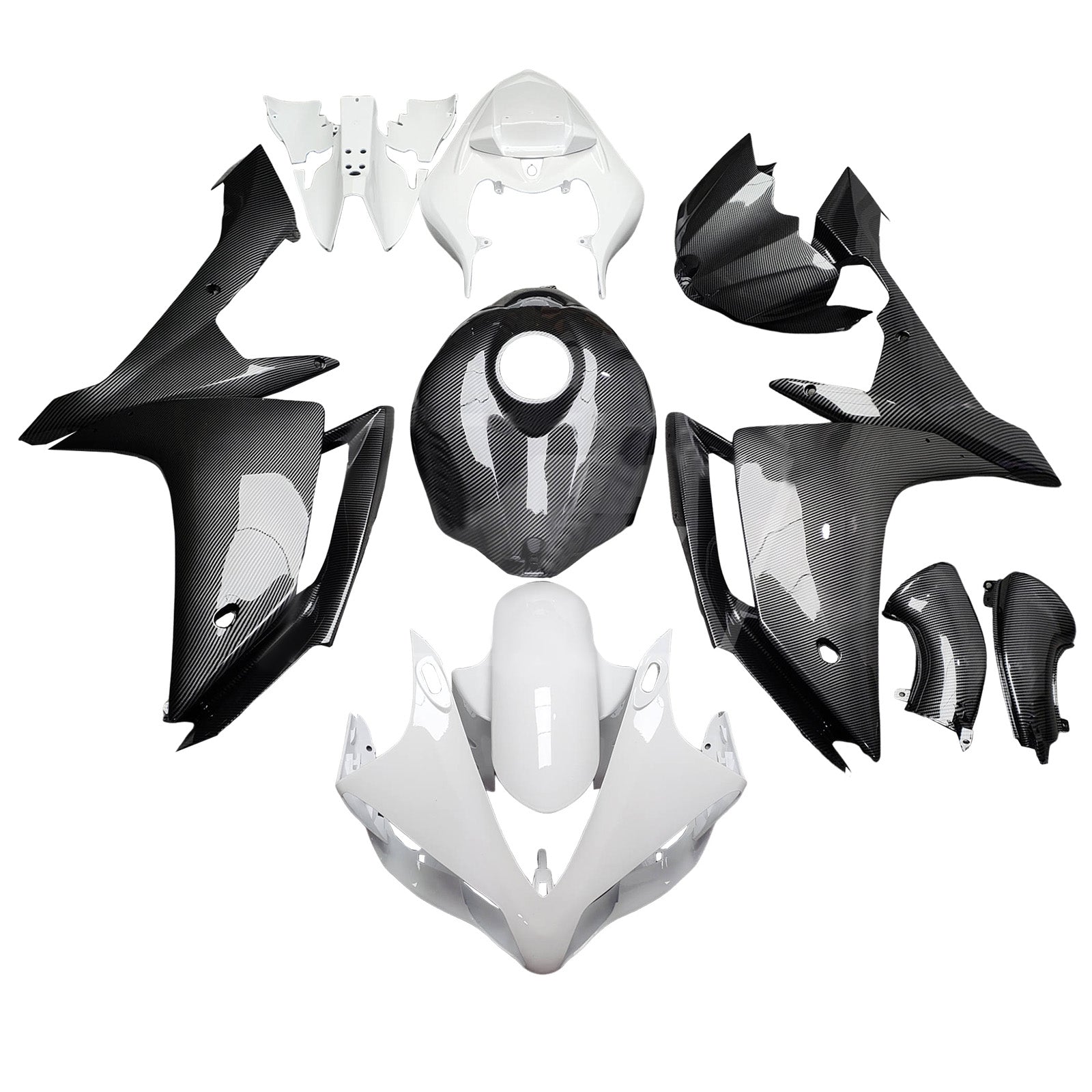 Amotopart 2007-2008 Yamaha YZF-R1 Carbon Fiber White Fairing Kit