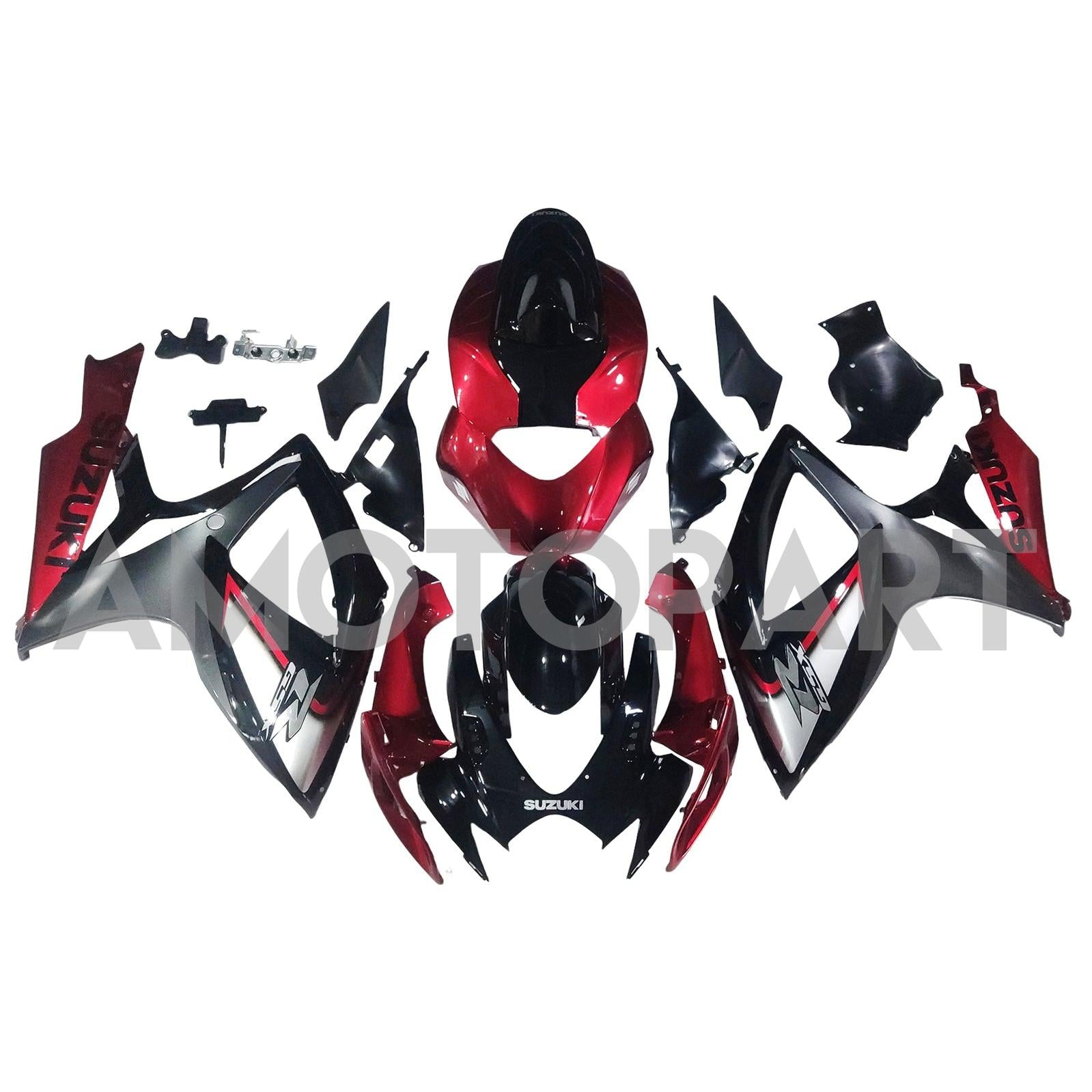 Amotopart 2006-2007 Suzuki GSXR 600/750 Black Red Fairing Kit