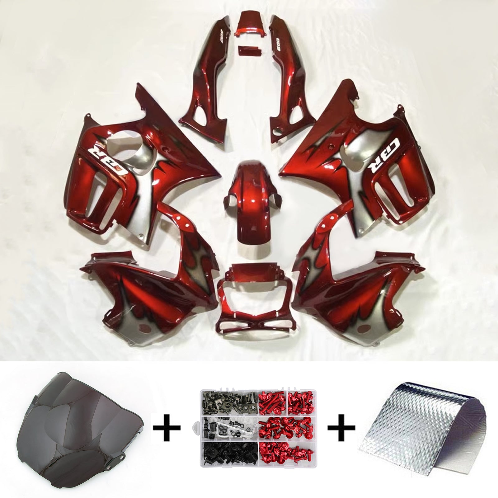 Amotopart 1997-1998 CBR600 F3 Kit de carénage rouge brillant Honda Gloss