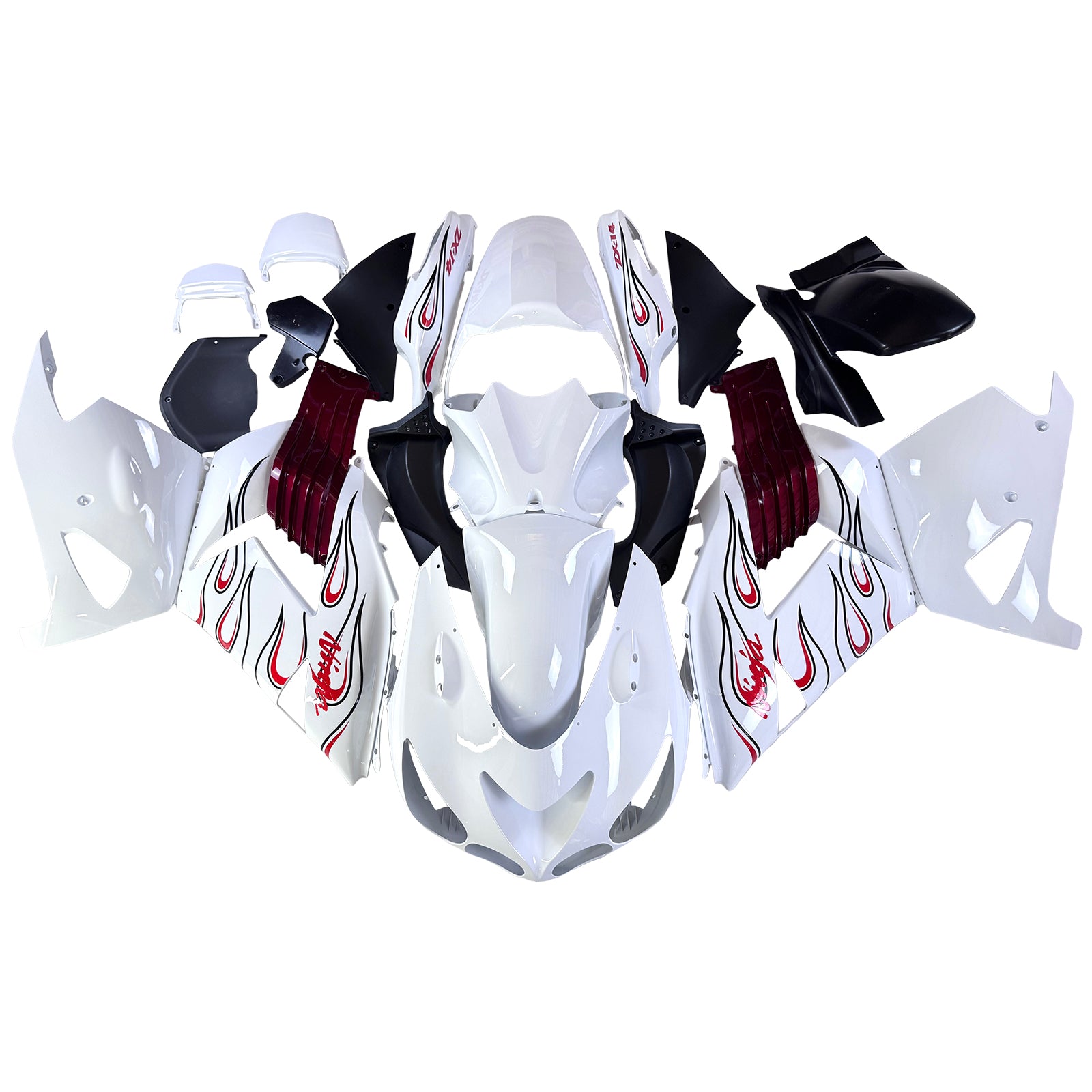 Amotopart 2006–2011 Kawasaki ZX14R ZZR1400 weißes Verkleidungsset
