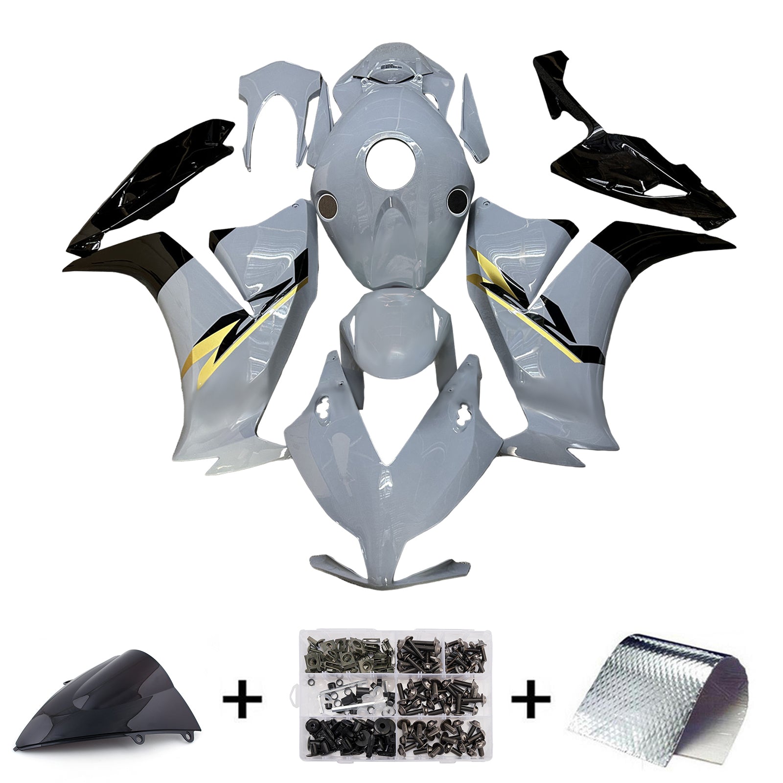 Amotopart 2012-2016 Honda CBR1000rr Kit de carénage en or noir gris