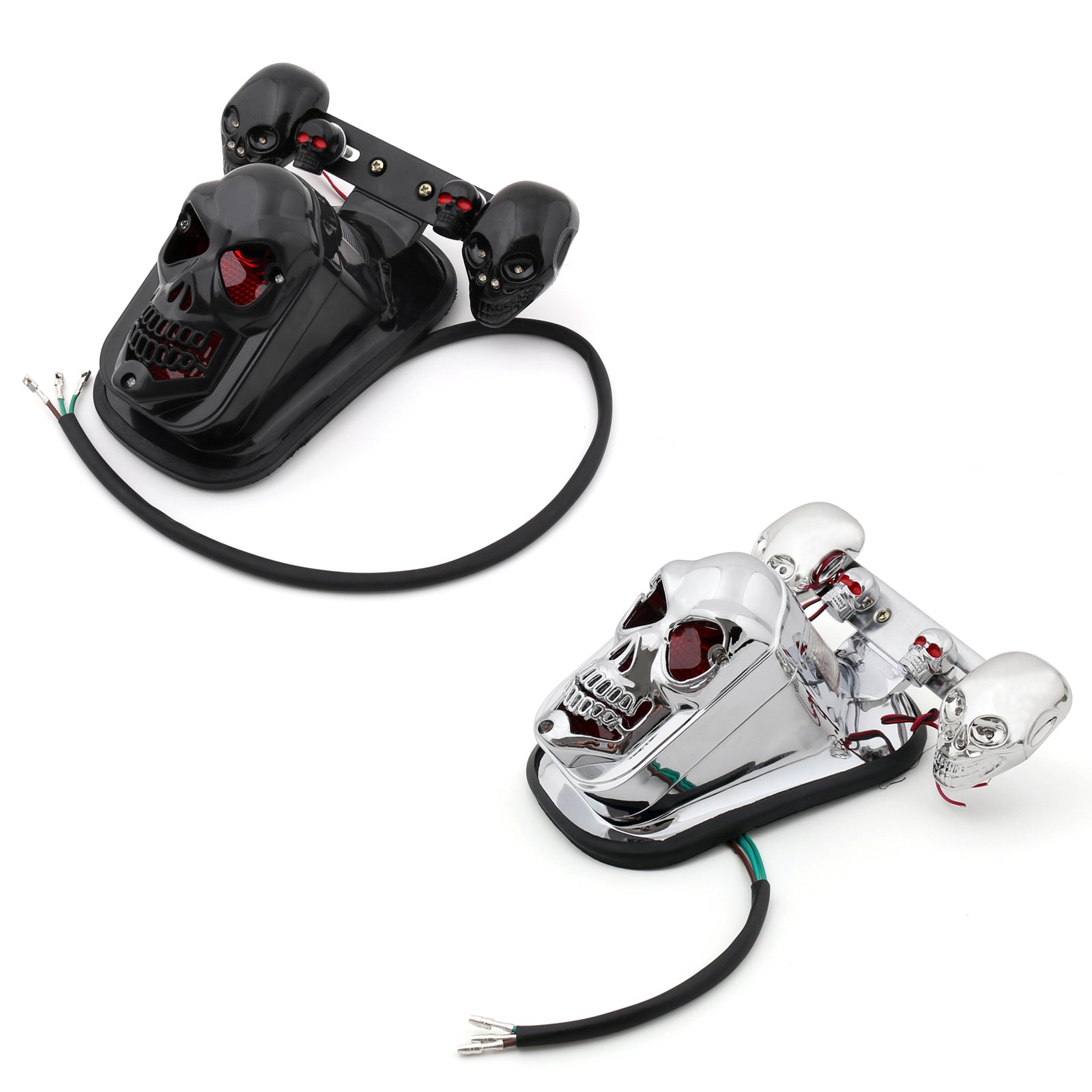 Harley Black Motorcycle Skull Turn Signal Rear Brake Stop Tail Light