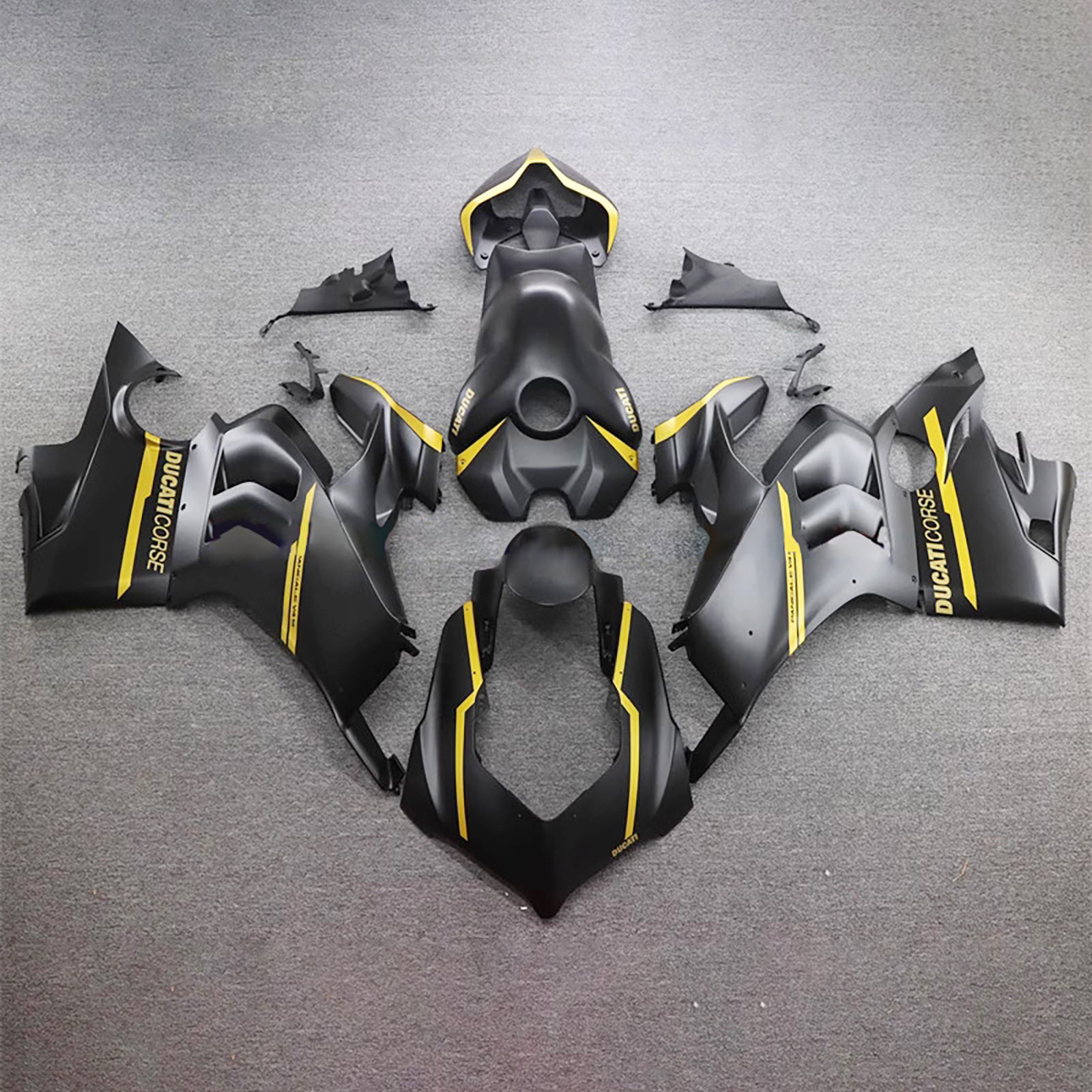 Amotopart Ducati 20-21 V4 V4S Mat Black Yellow-kuipkit