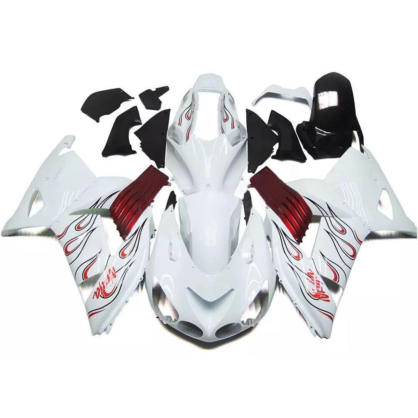 Amotopart 2006-2011 Kawasaki ZX14R ZZR1400 White Black Fearing Kit