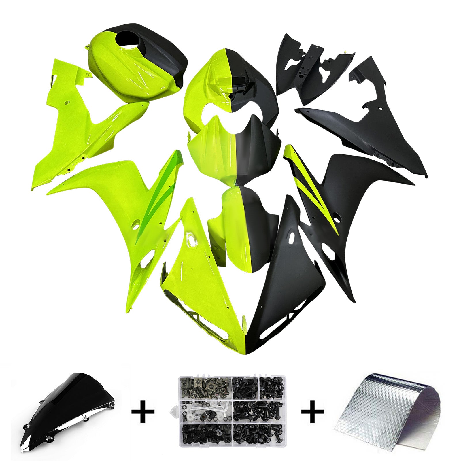 Amotopart 2004-2006 Yamaha YZF-R1 Fluorescent Yellow Black Fairing Kit
