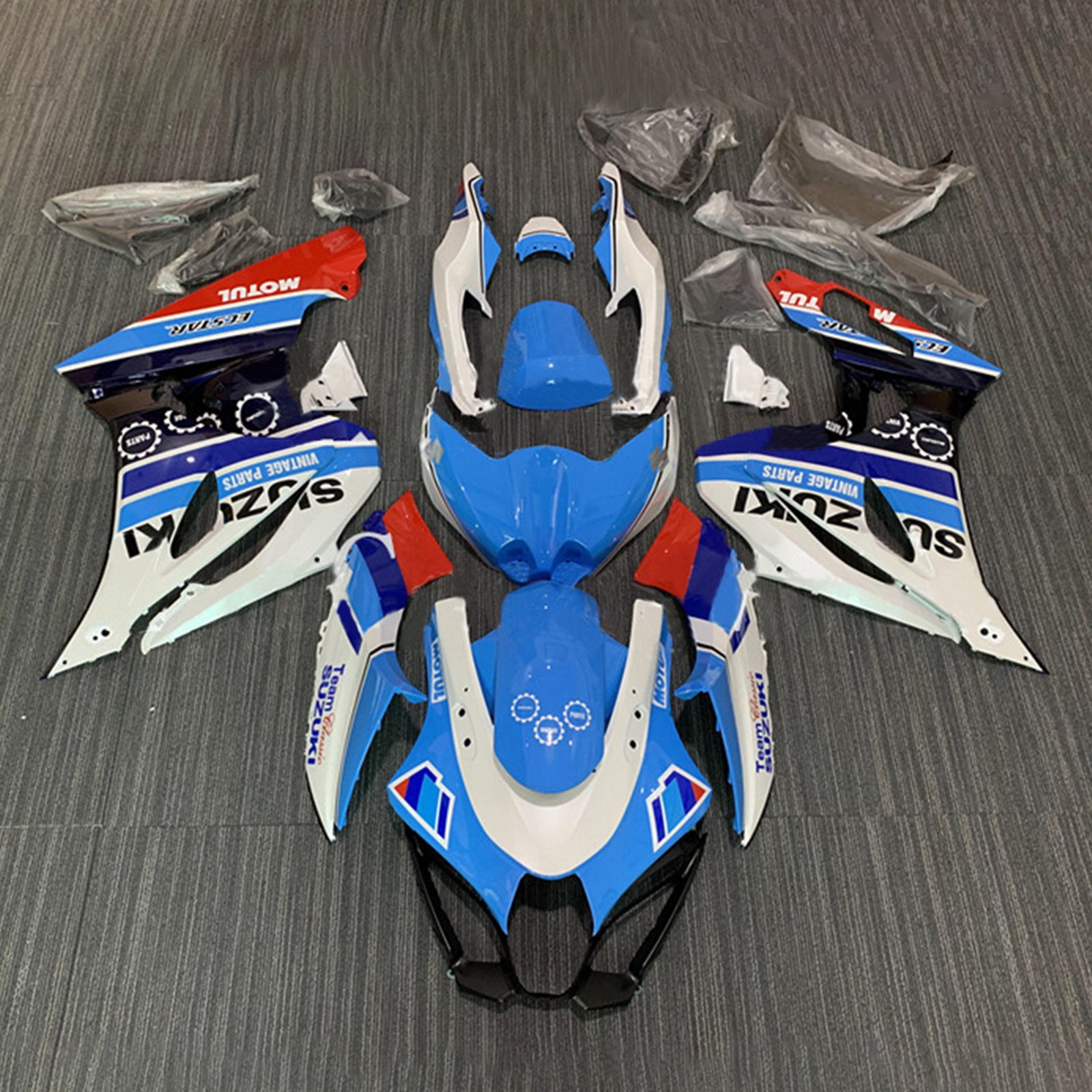 Amotopart 2017-2025 K17 GSXR1000 Suzuki Blue&White Style1 Fairing Kit